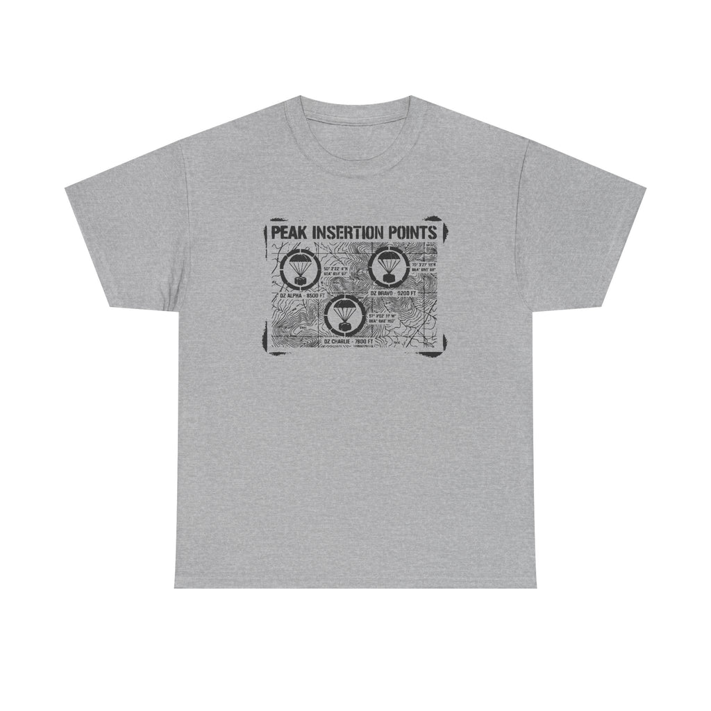 Retro Mountain Schematic Graphic T-Shirt — Technical Diagram Hiking Tee