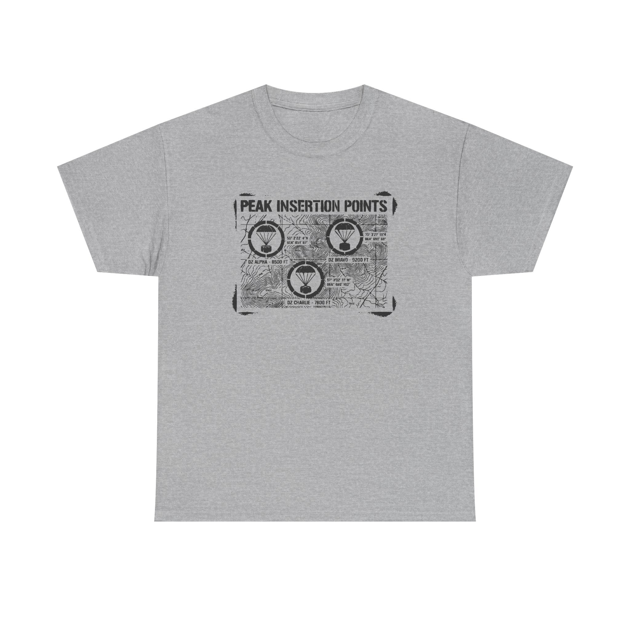 Retro Mountain Schematic Graphic T-Shirt — Technical Diagram Hiking Tee