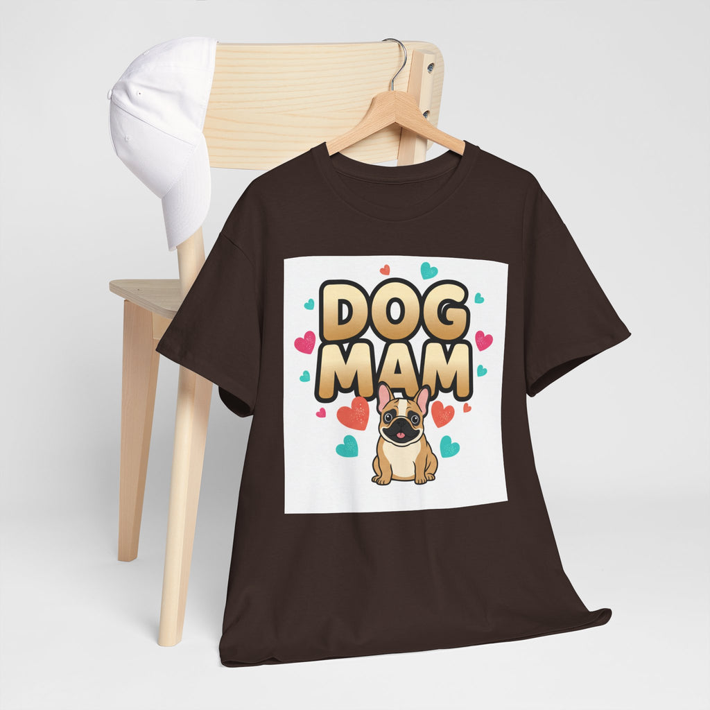 Dog Mom T-Shirt — Cute Pug Design with Hearts, Perfect Gift for Dog Lovers