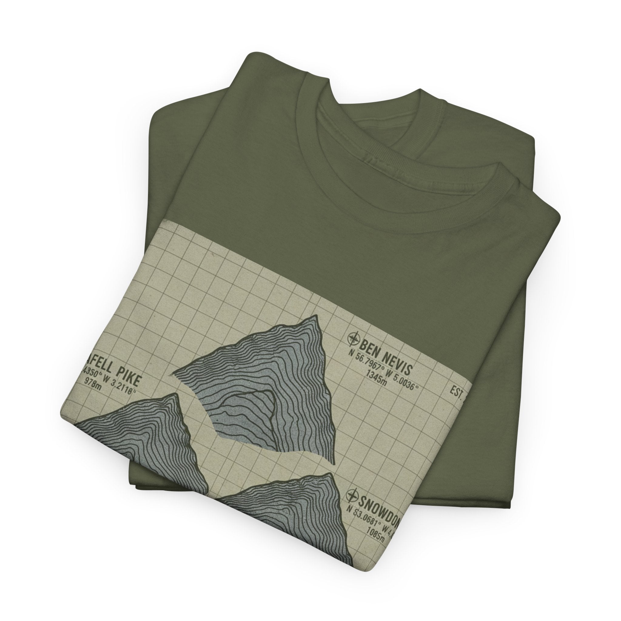 Three Peaks Challenge Graphic T-Shirt — Retro UK Mountain Summit Tee