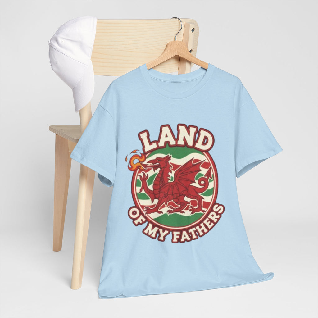 Land of My Fathers T‑Shirt — Welsh Dragon Vintage Crest Tee