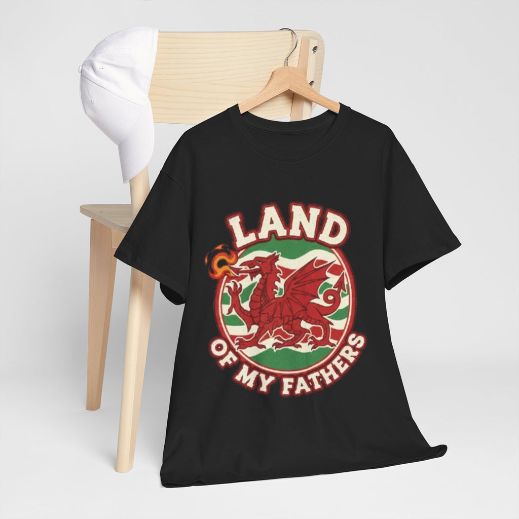 Land of My Fathers T‑Shirt — Welsh Dragon Vintage Crest Tee