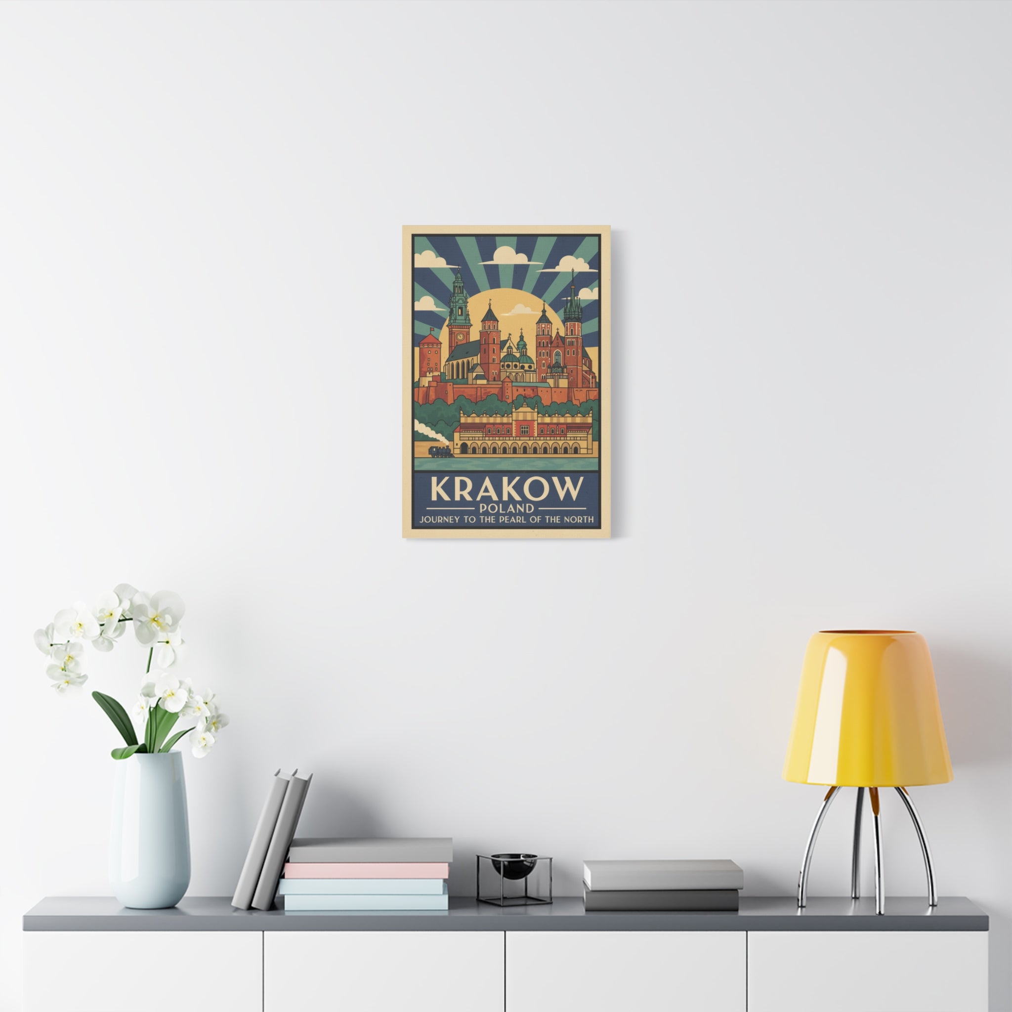 Krakow Poland Vintage Travel Poster Canvas — Matte Stretched Wall Art