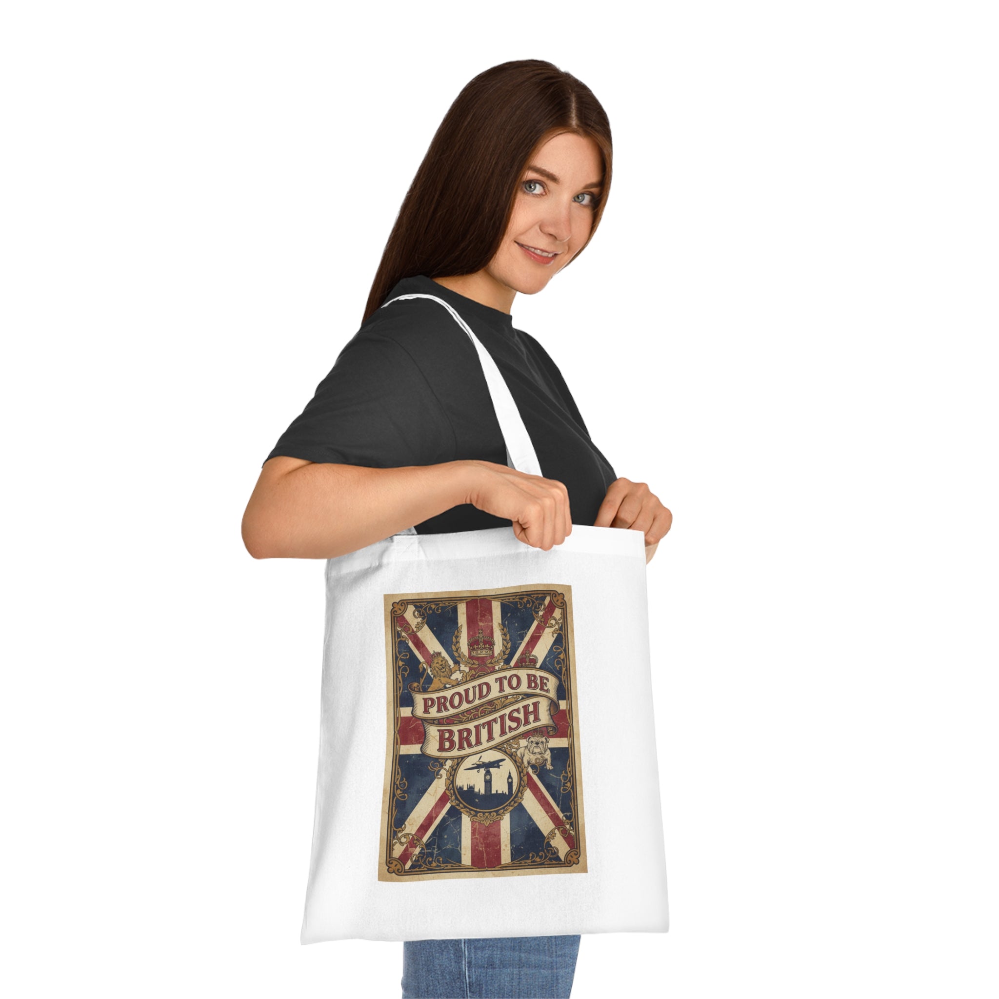 Proud to Be British Cotton Tote Bag — Union Jack Retro Flag Shopper