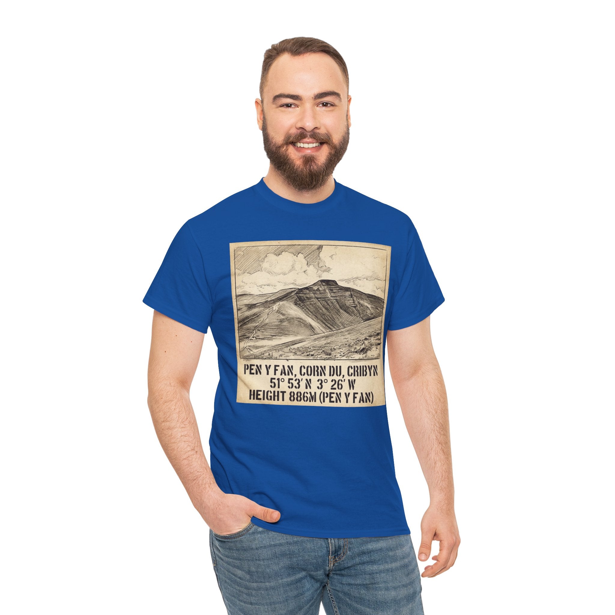 Pen y Fan Summit Coordinates T-Shirt — Vintage Mountain Peak Tee