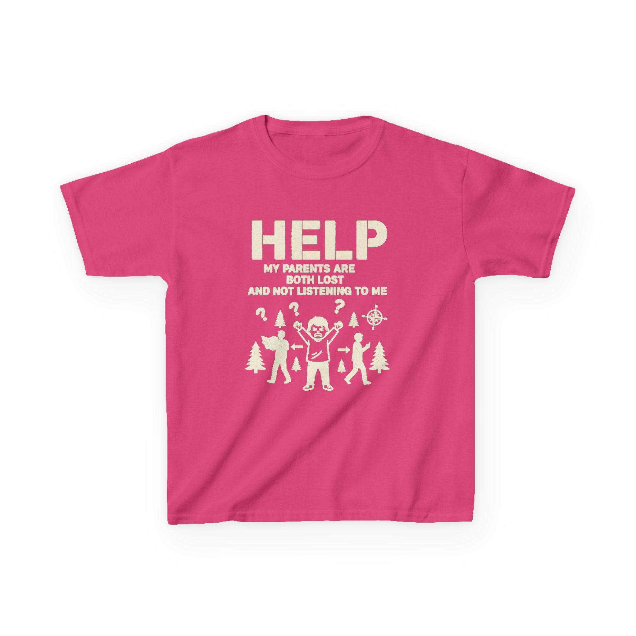 Kids T‑Shirt — "HELP My Parents Are Both Lost And Not Listening To Me" Funny Holiday Graphic