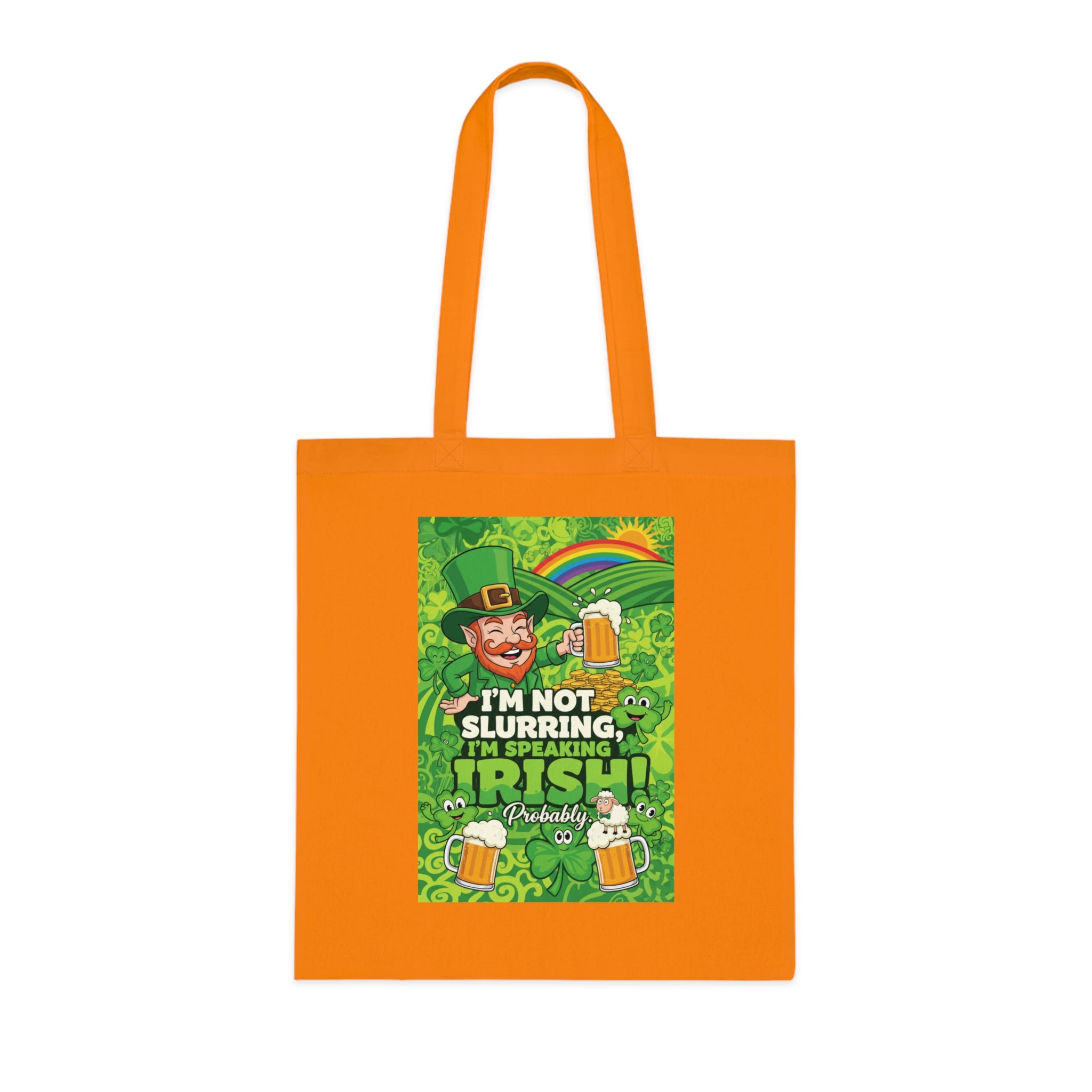 St. Patrick's Day Tote Bag - "I'm Not Slurring, I'm Speaking Irish" Cotton Grocery Tote