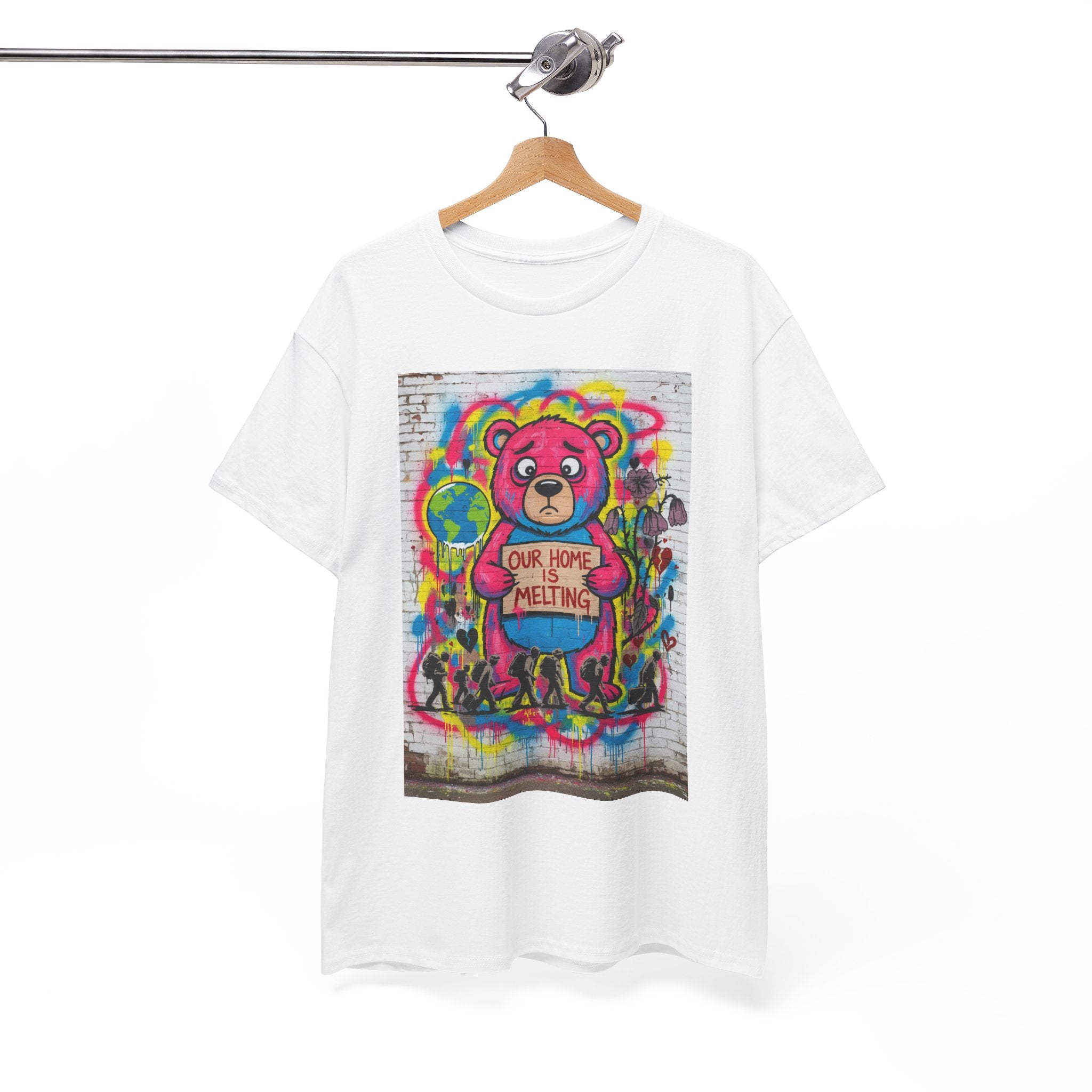 Climate Change Bear T-Shirt — "Our Home Is Melting" Street Art Tee