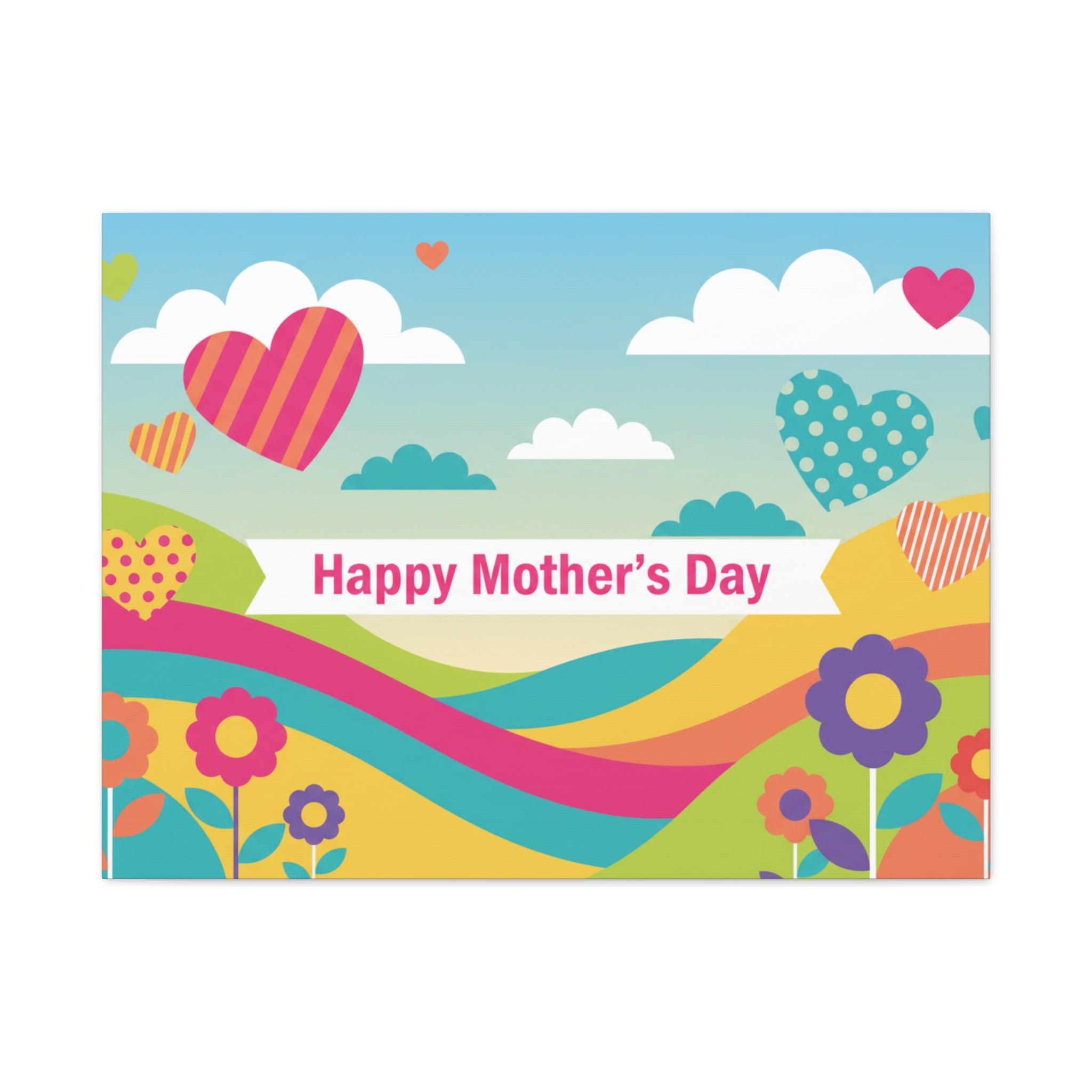 Mother's Day Canvas Wall Art — 'Happy Mother's Day' Colorful Floral Heart Print