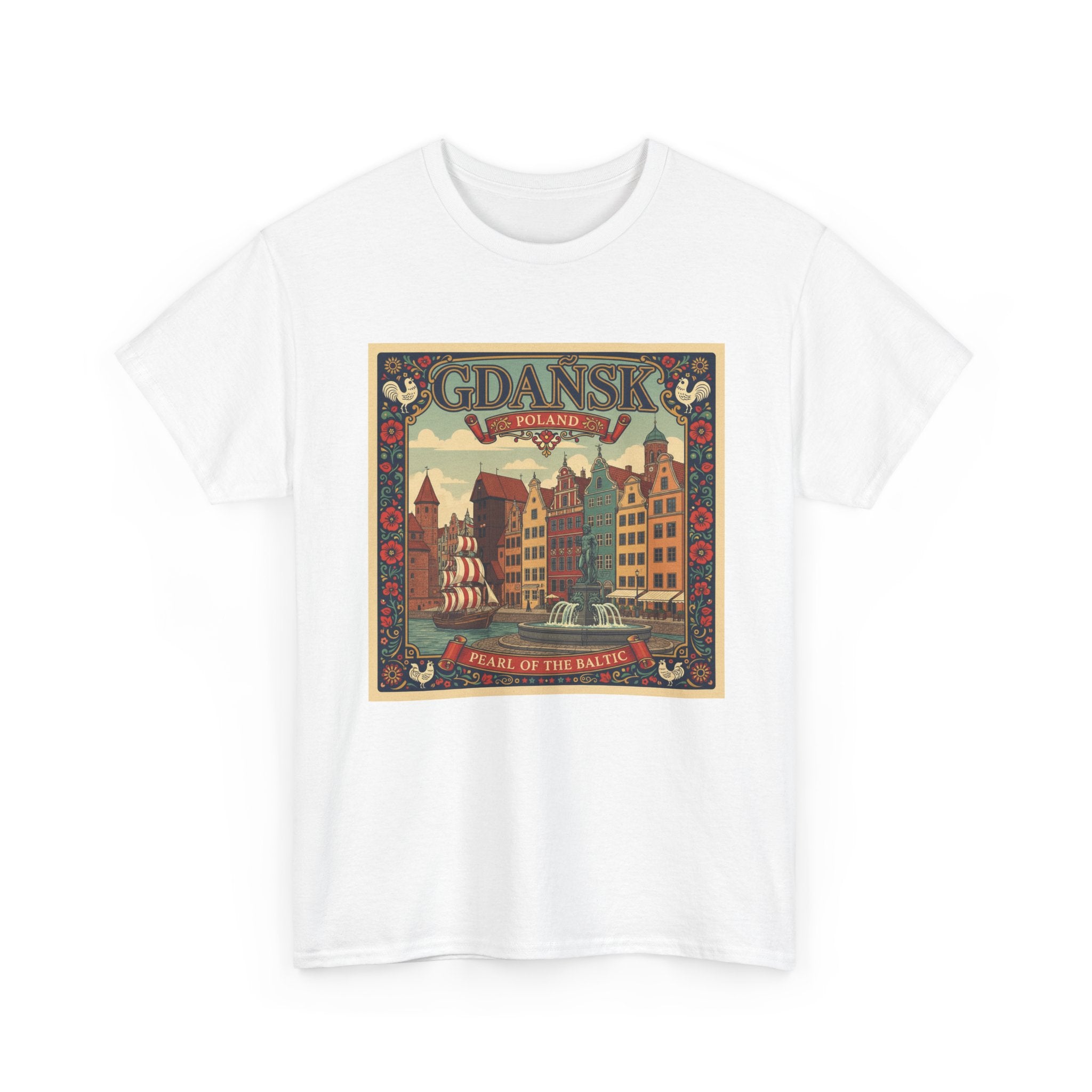 Gdańsk Vintage Travel Tee – Polish Harbor Retro Poster T‑Shirt