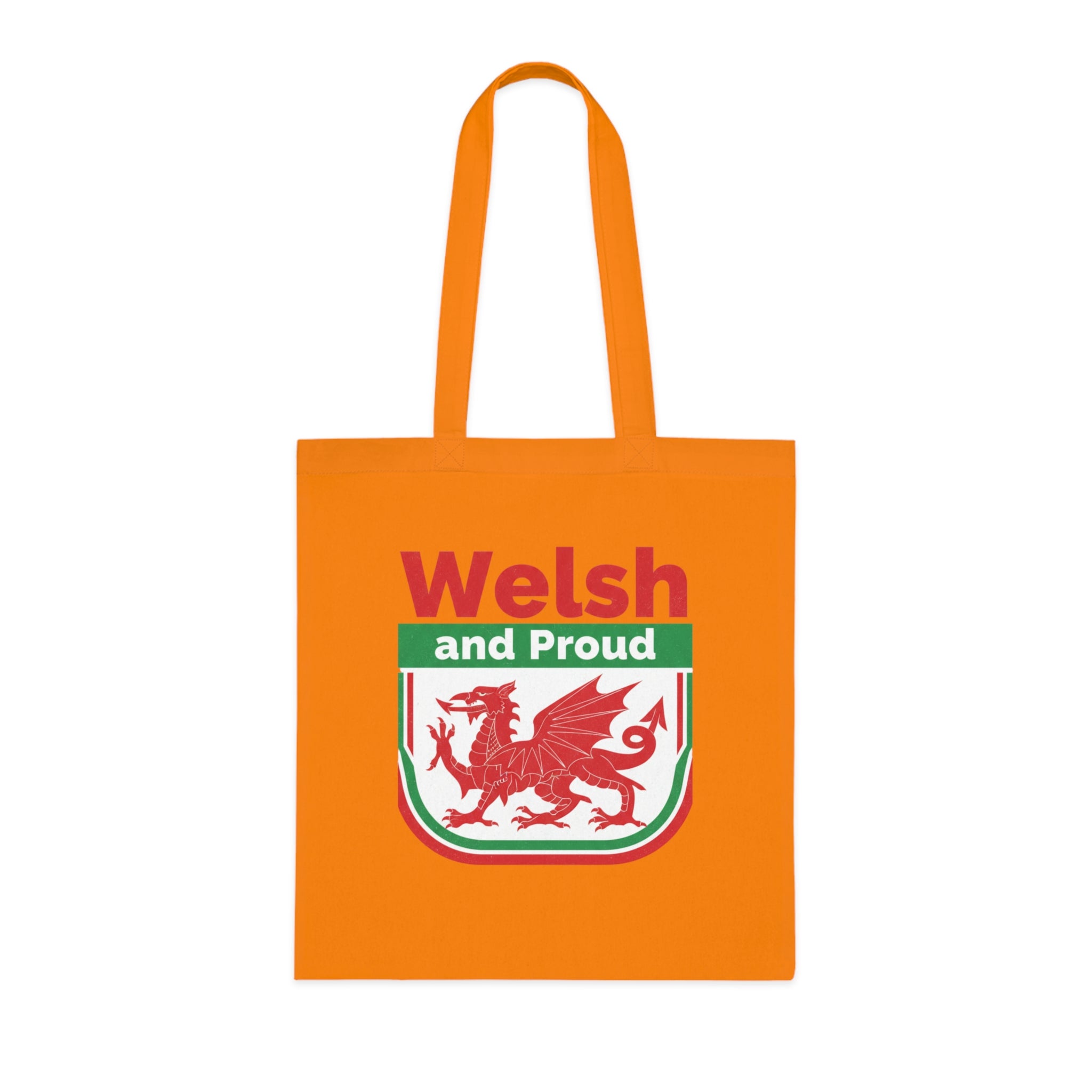 Welsh and Proud Tote Bag — Cotton Reusable Shopping Tote with Red Dragon Design
