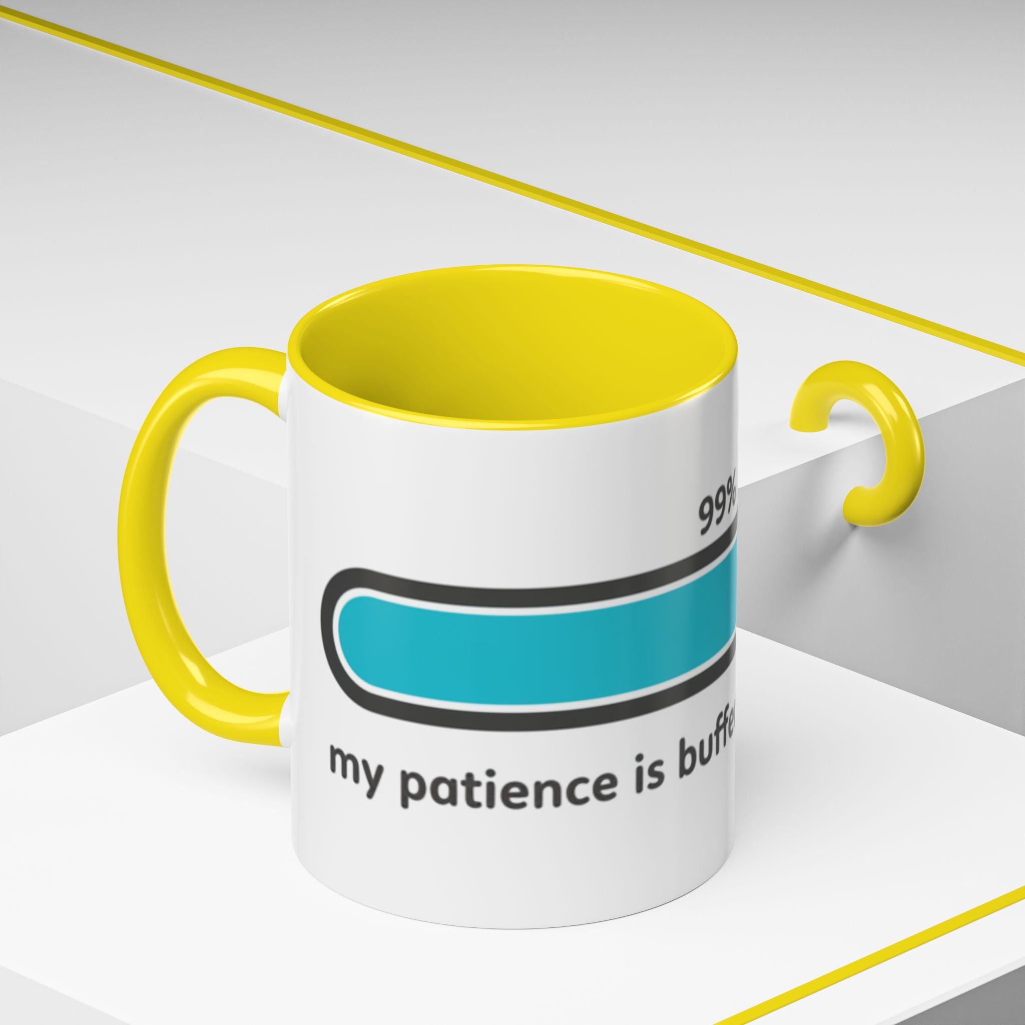 Loading Progress Coffee Mug — "Patience is buffering please wait" Accent Mug