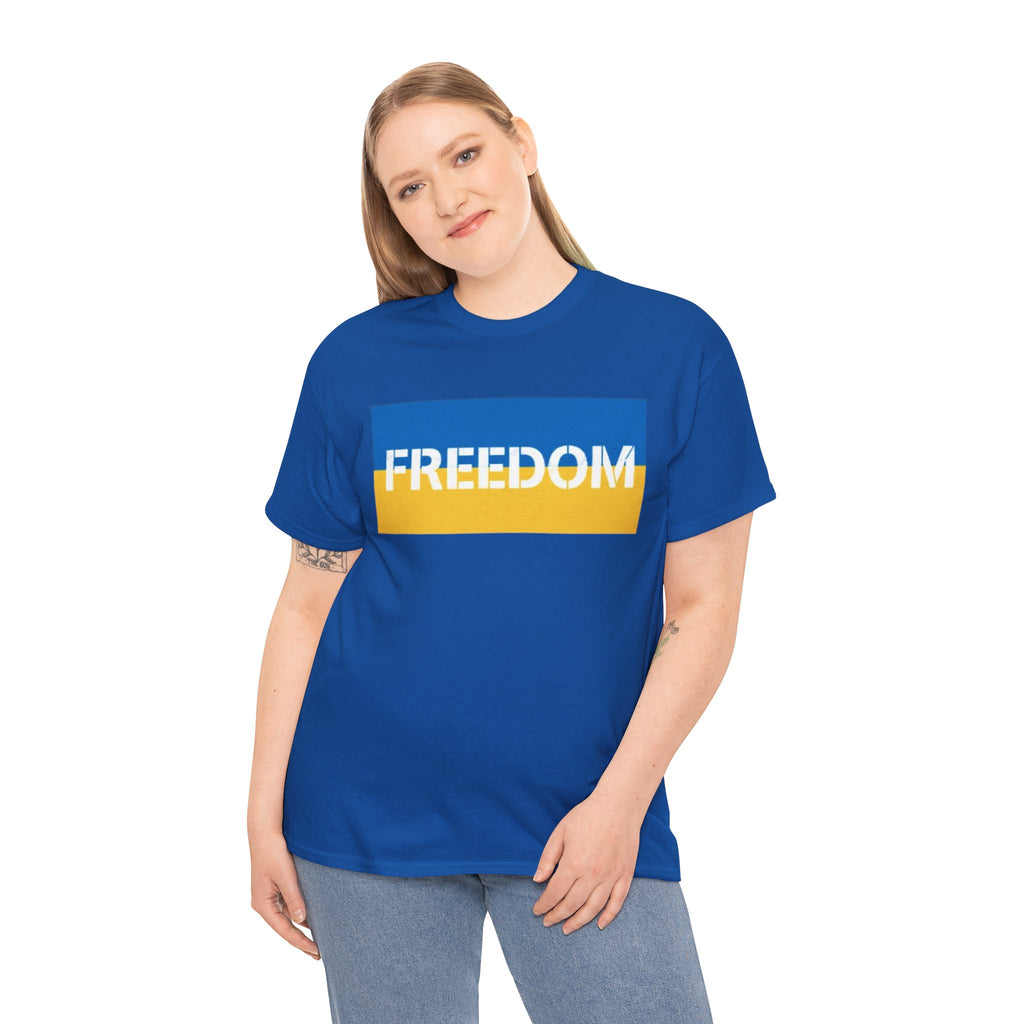 Freedom Flag T‑Shirt — Blue & Yellow Freedom Graphic Tee