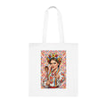 Embroidered Frida Kahlo Folk Art Cotton Tote — Colorful Mexican Kitchen Illustration