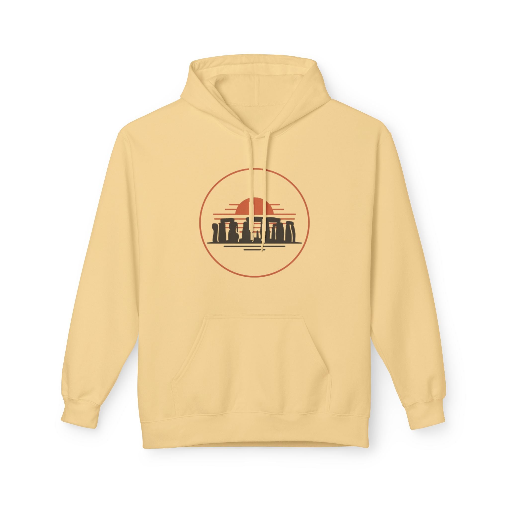 Stonehenge Sunset Hoodie – Retro Circle Graphic Unisex Hoodie