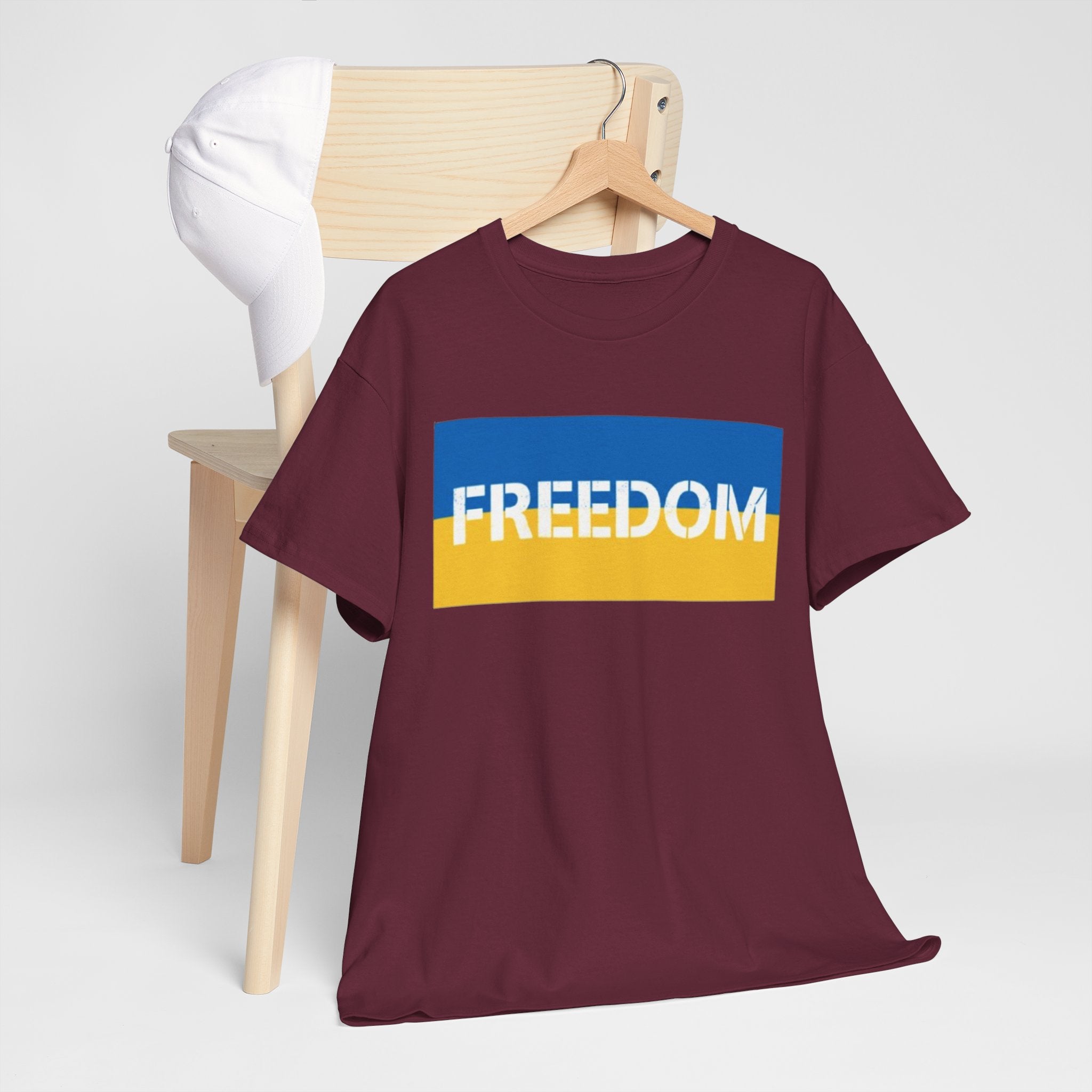 Freedom Flag T‑Shirt — Blue & Yellow Freedom Graphic Tee