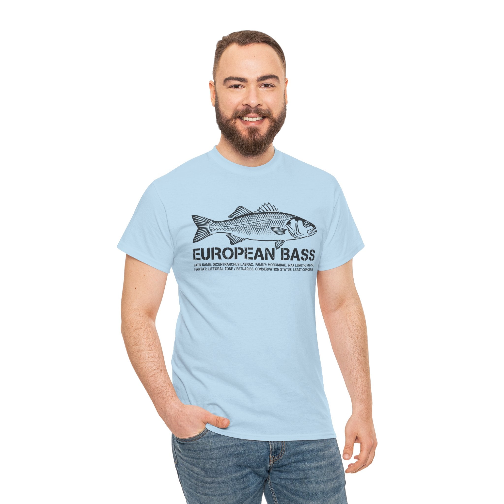 European Bass Fishing — Vintage Fish Illustration Tee