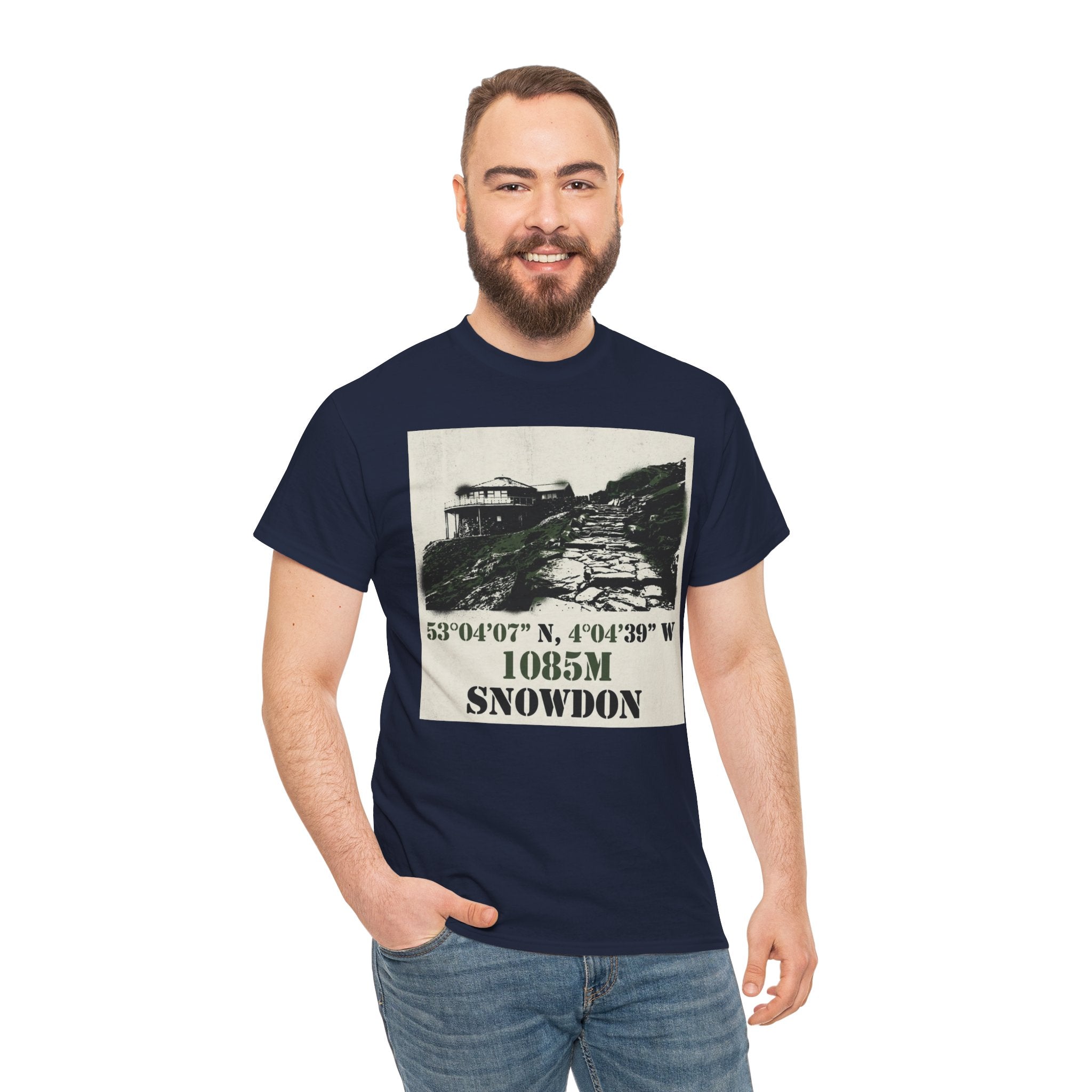 Snowdon 1085m Vintage Summit Tee — Mountain Coordinates Graphic T‑Shirt