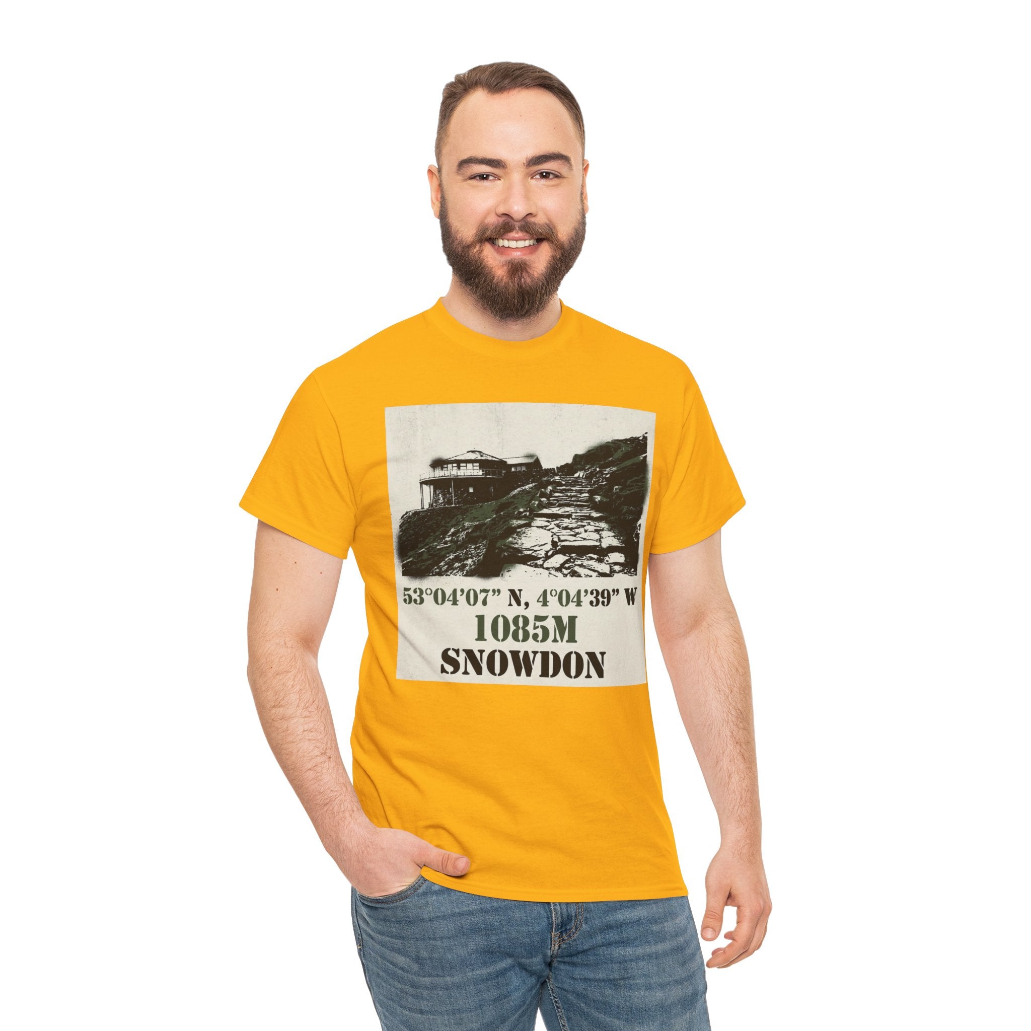 Snowdon 1085m Vintage Summit Tee — Mountain Coordinates Graphic T‑Shirt