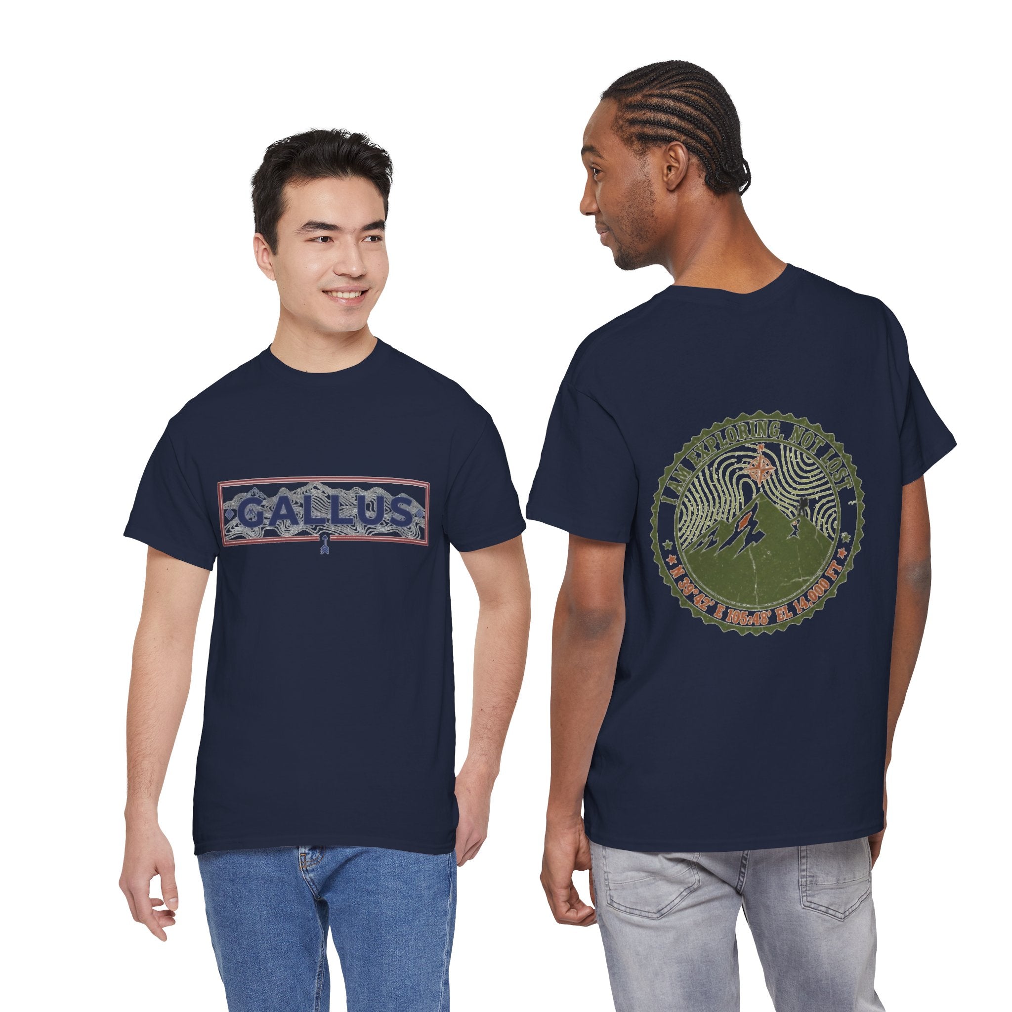 Adventure Logo Tee — "GALLUS" Mountain Badge Shirt (Exploring Not Lost)
