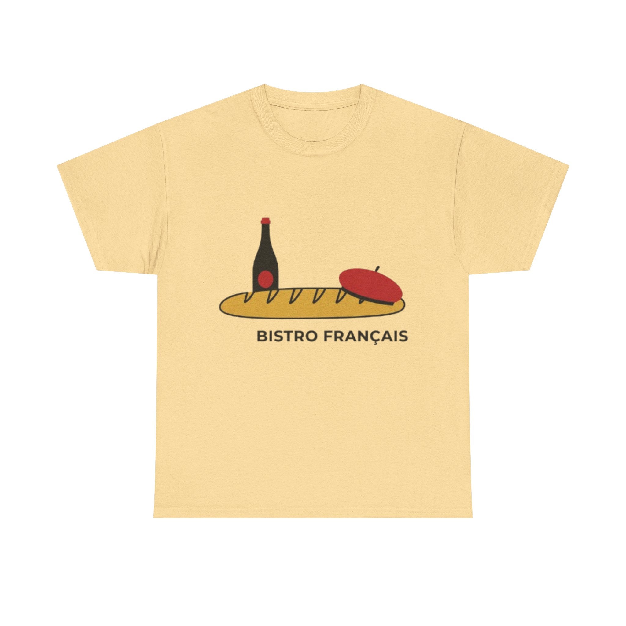 French Bistro Tee — 'Bistro Français' Bread, Wine & Beret Graphic Shirt