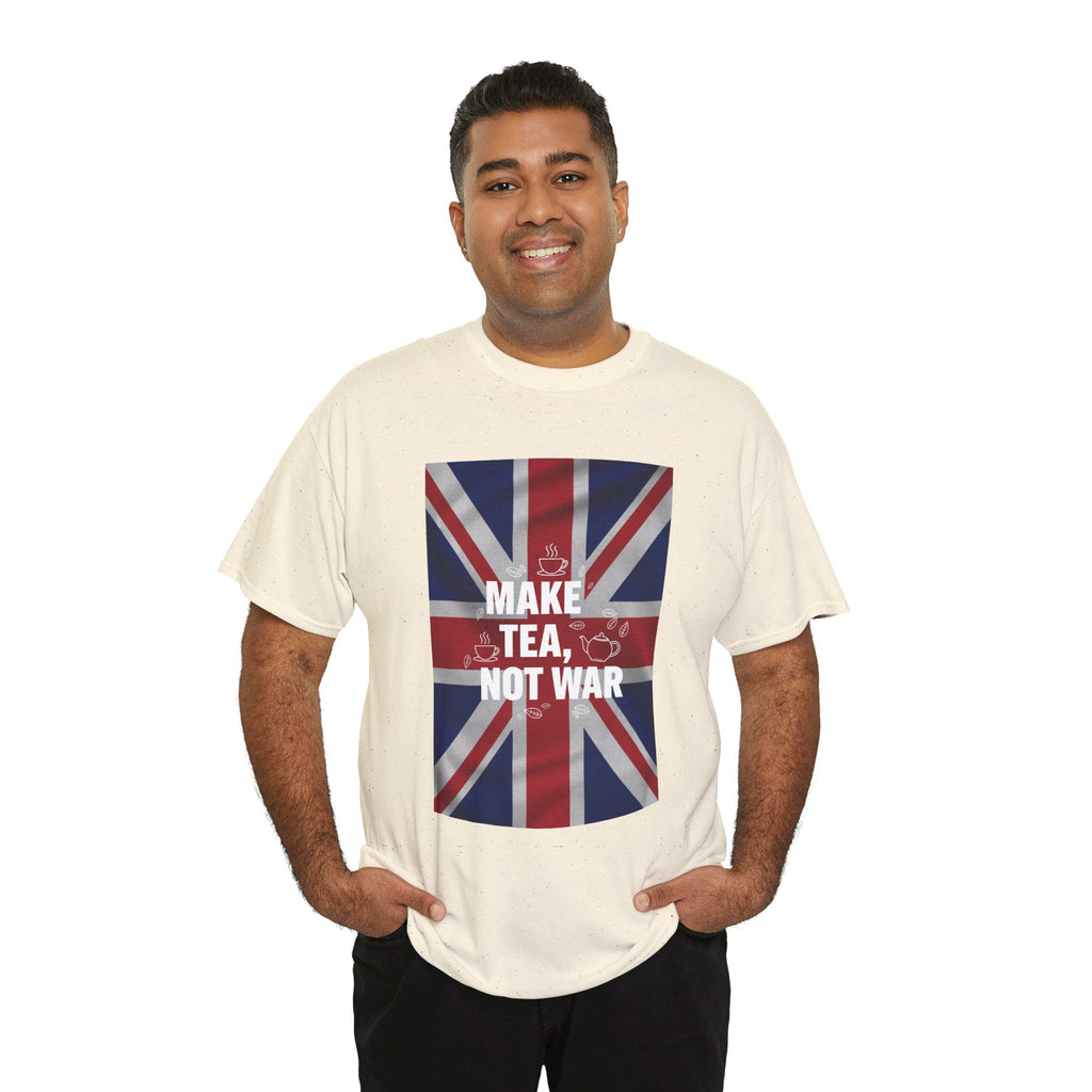 Make Tea, Not War T-Shirt — British Flag Peace Tea Tee