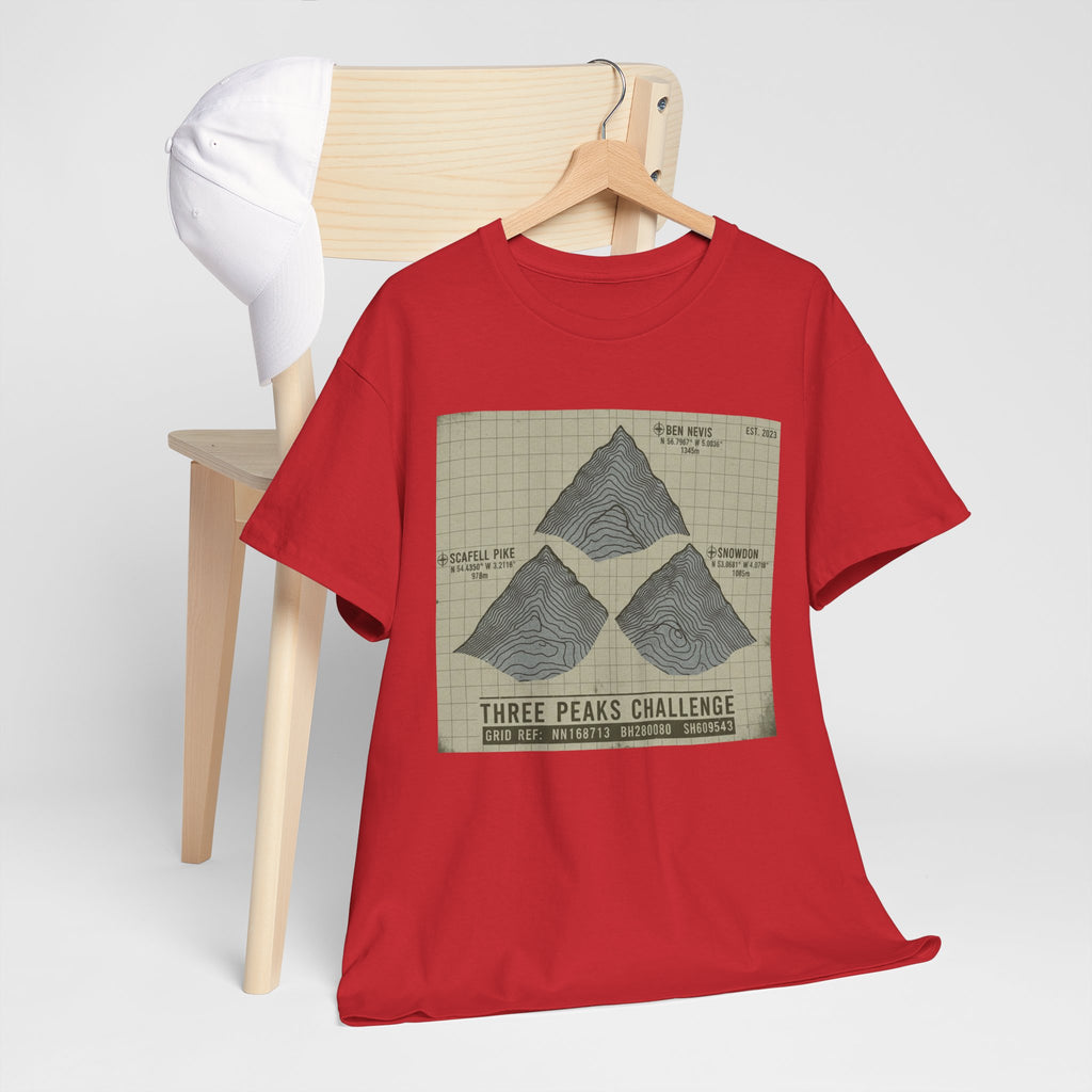 Three Peaks Challenge Graphic T-Shirt — Retro UK Mountain Summit Tee