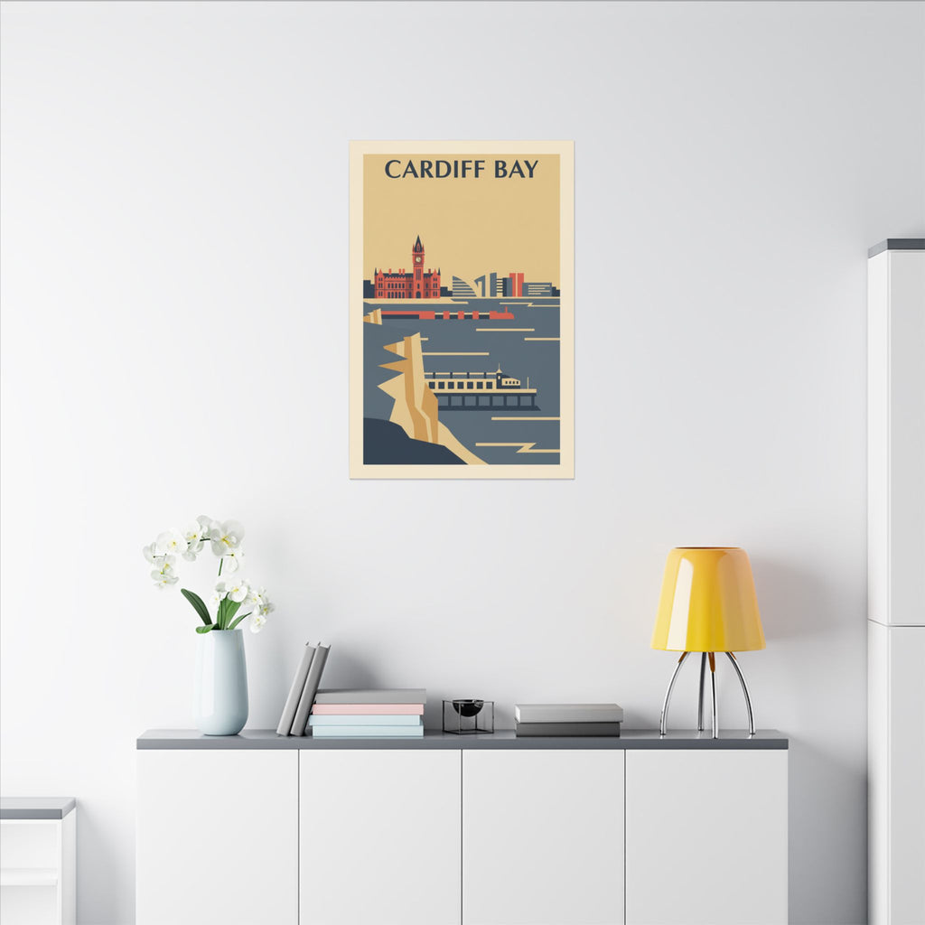 Cardiff Bay view from Penarth Retro Travel Poster Canvas