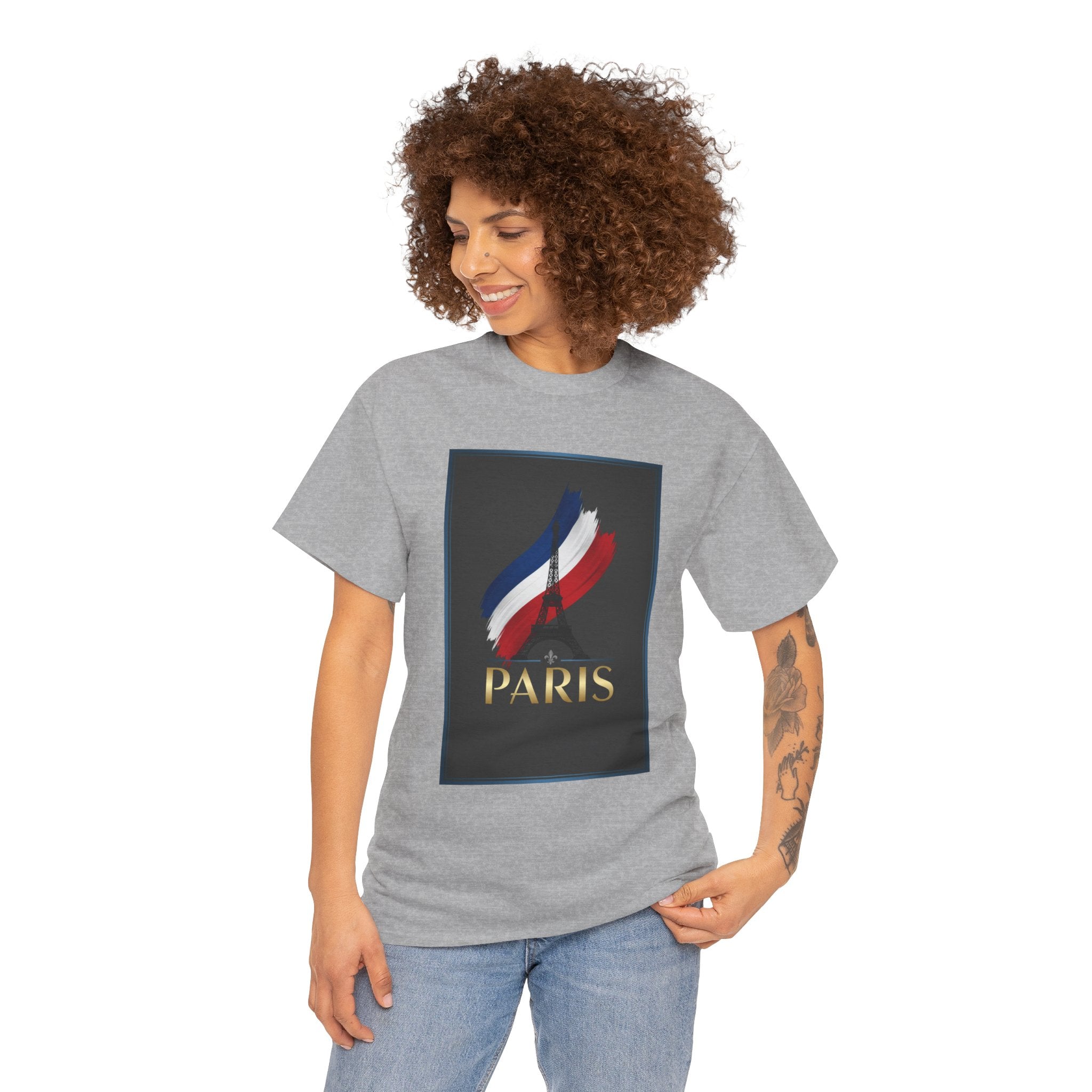 Paris Tricolor Graphic Tee — French Flag Brushstroke T-Shirt
