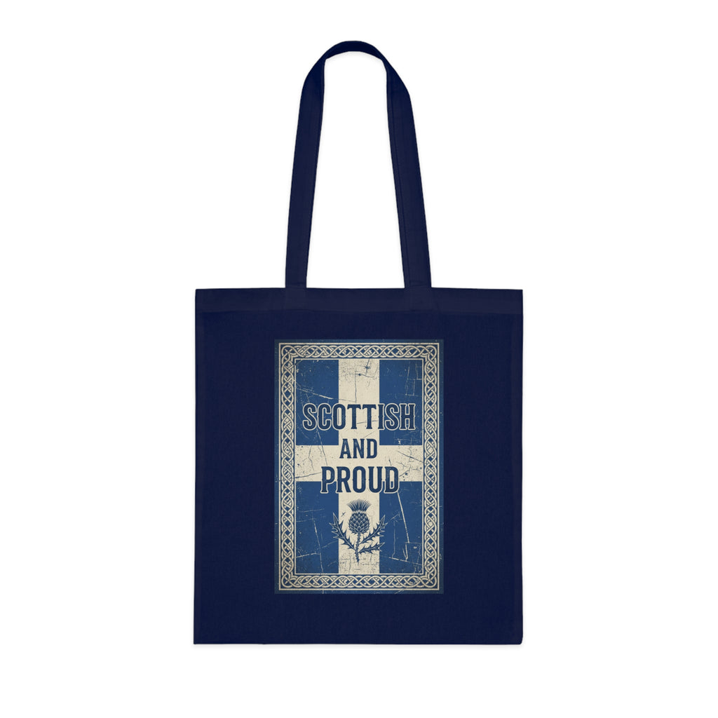 Scottish and Proud Tote Bag — Vintage Flag Thistle Cotton Tote