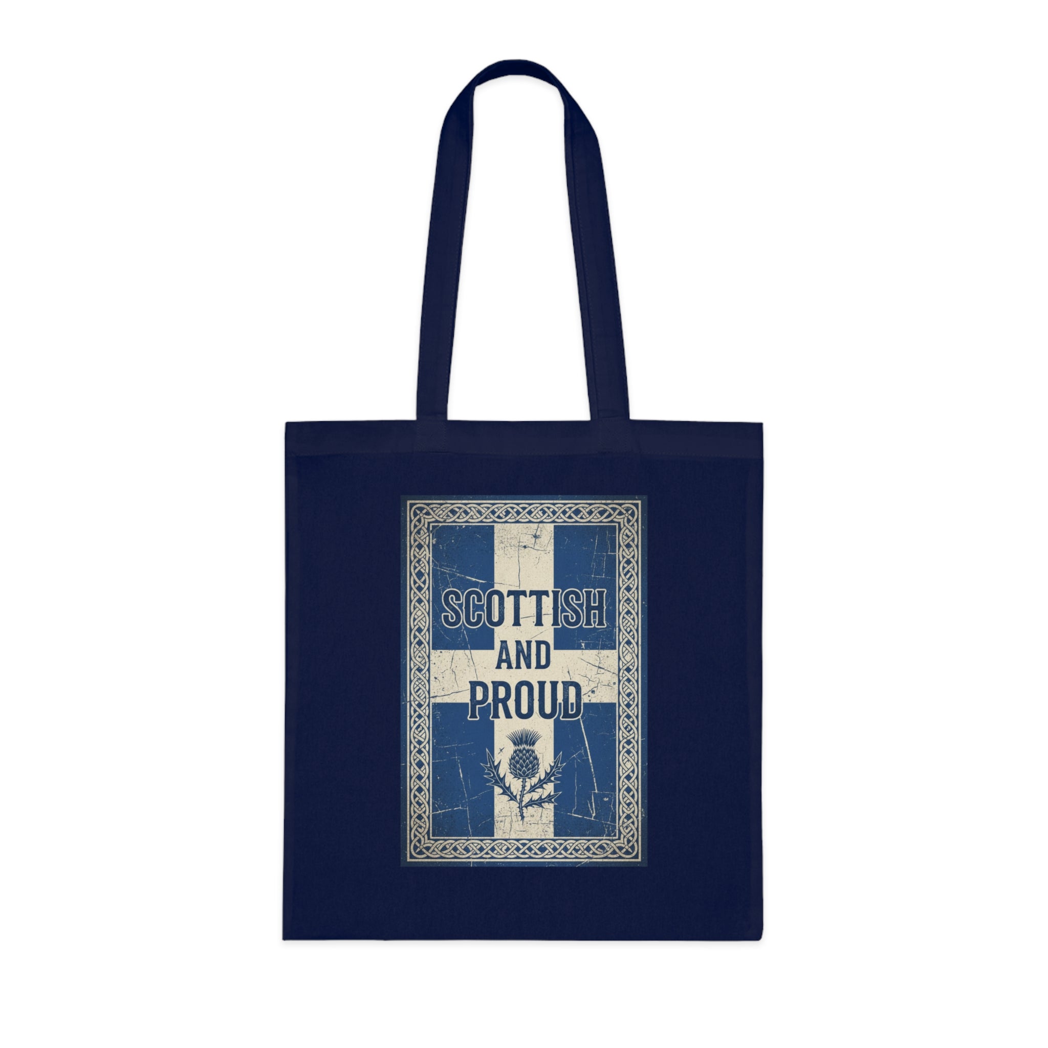 Scottish and Proud Tote Bag — Vintage Flag Thistle Cotton Tote