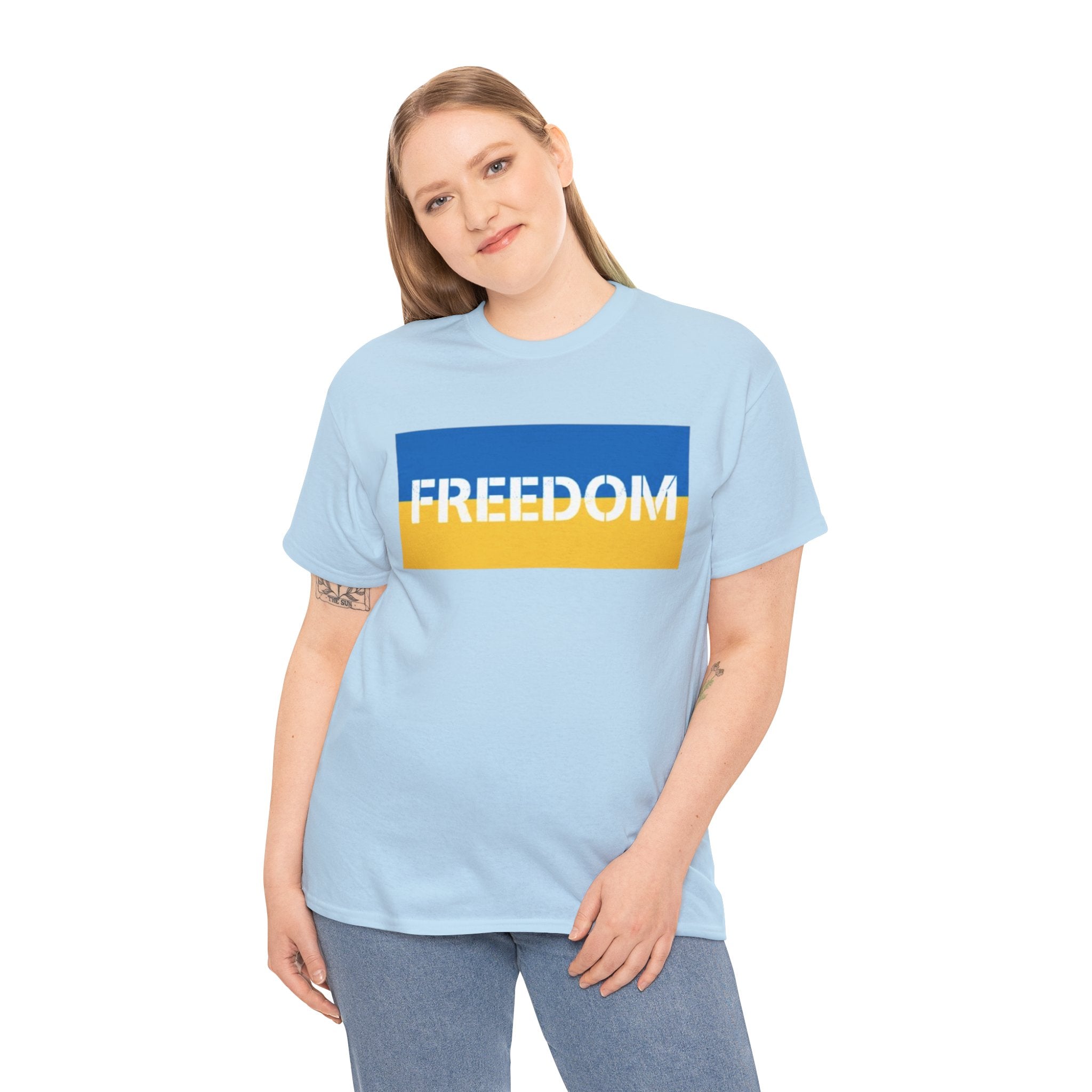 Freedom Flag T‑Shirt — Blue & Yellow Freedom Graphic Tee