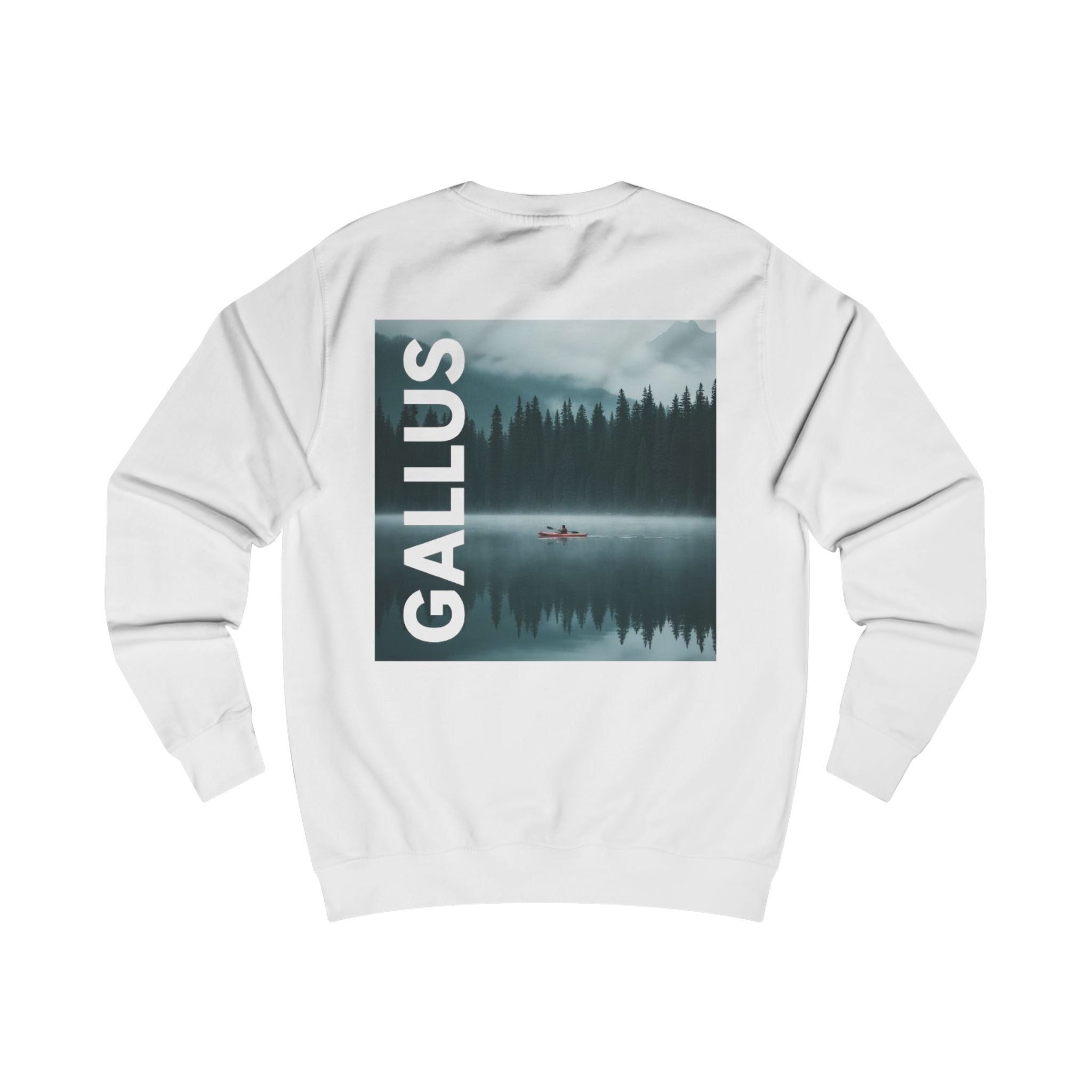 Gallus Canoe Crew Sweatshirt — Misty Lake Nature Graphic