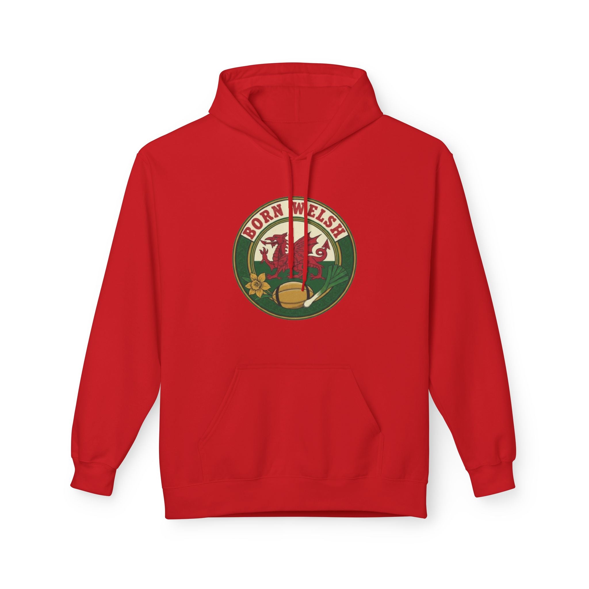 Born Welsh Hoodie — Vintage Welsh Dragon Rugby Crest Pullover