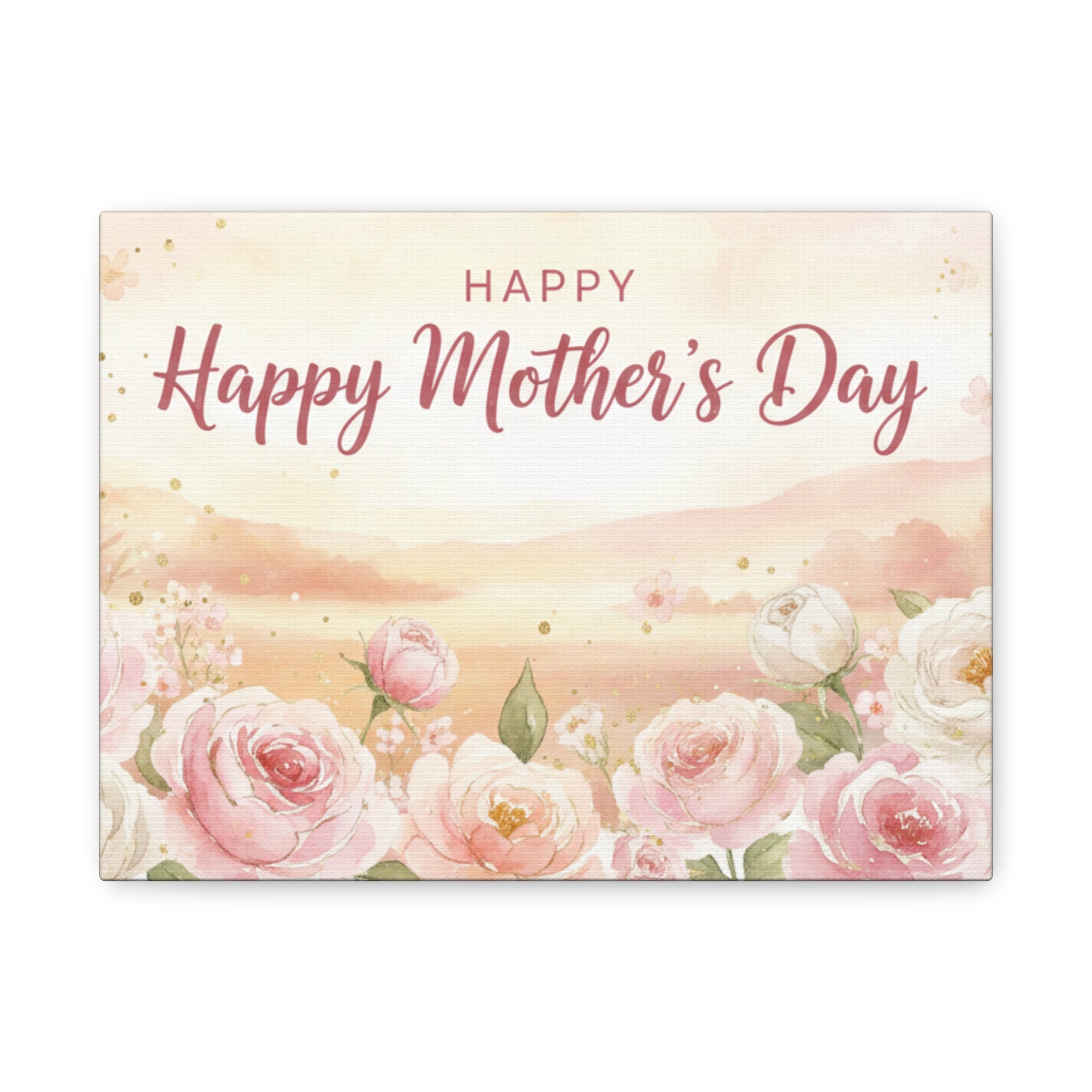 Happy Mother's Day Floral Canvas Art — Stretched Matte Wall Decor