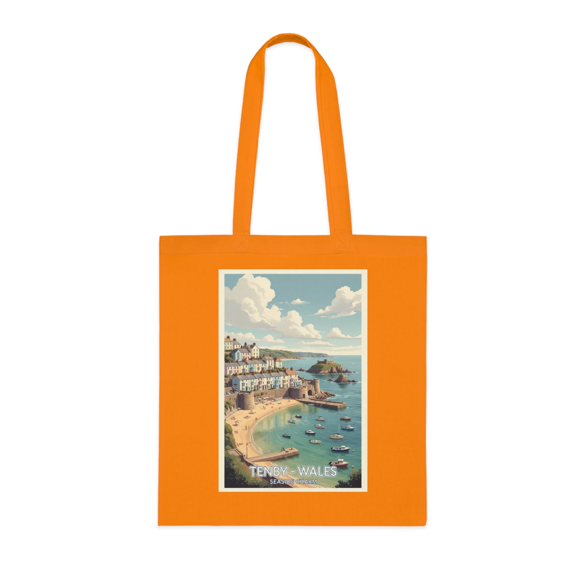 Tenby Wales Vintage Travel Poster Cotton Tote Bag
