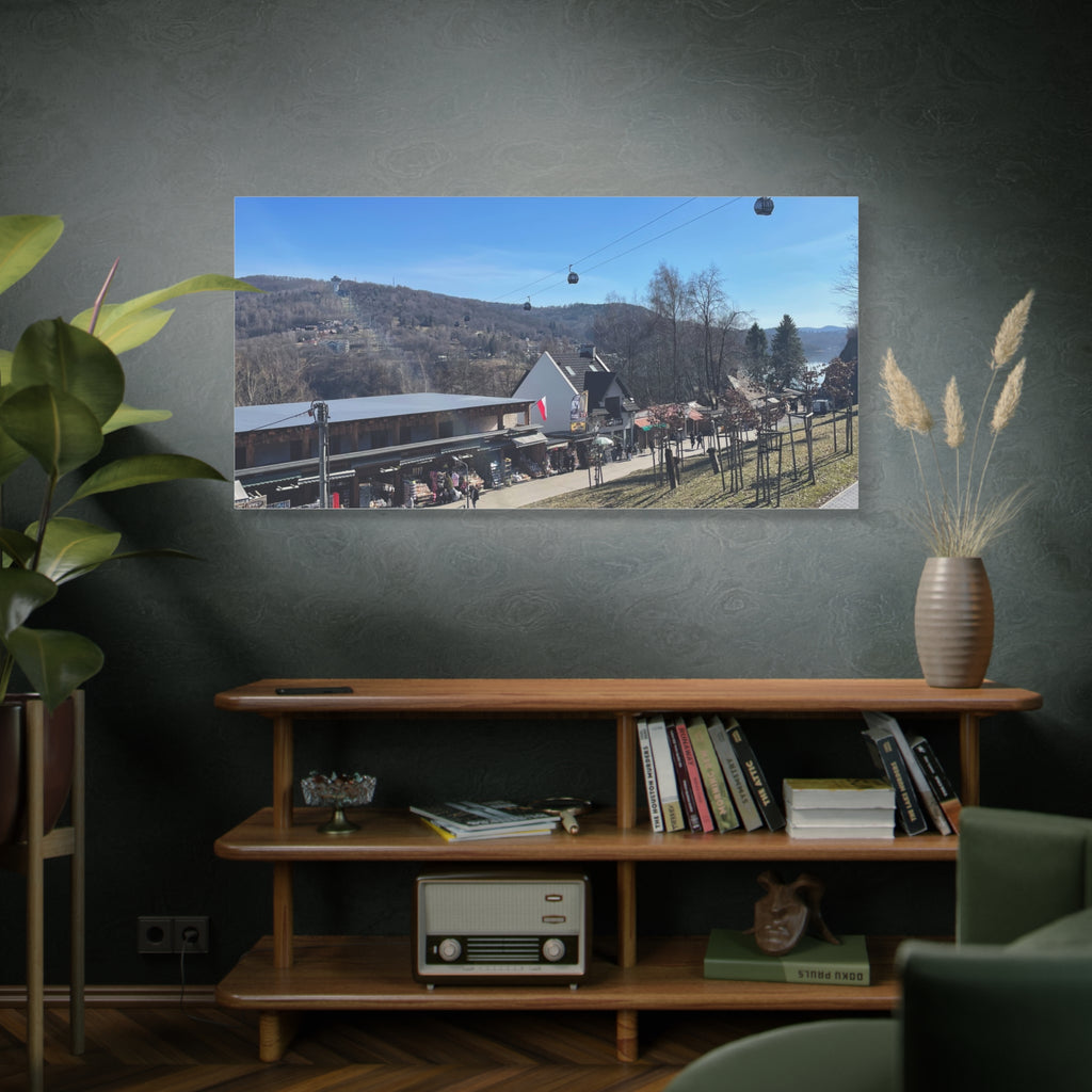 Resort Gondola Matte Canvas Wall Art — Mountain Village Landscape Print