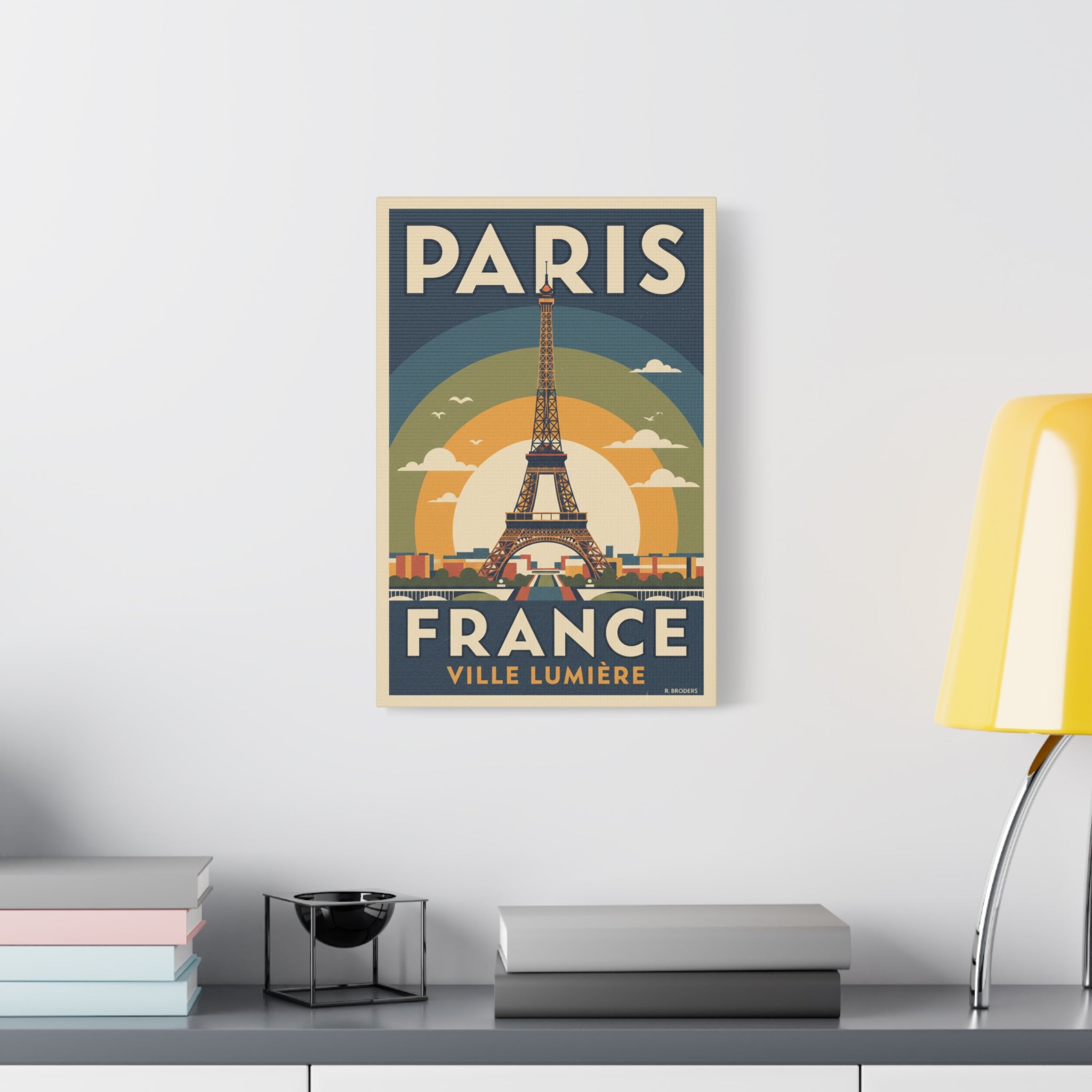 Paris France Eiffel Tower Vintage Poster Canvas
