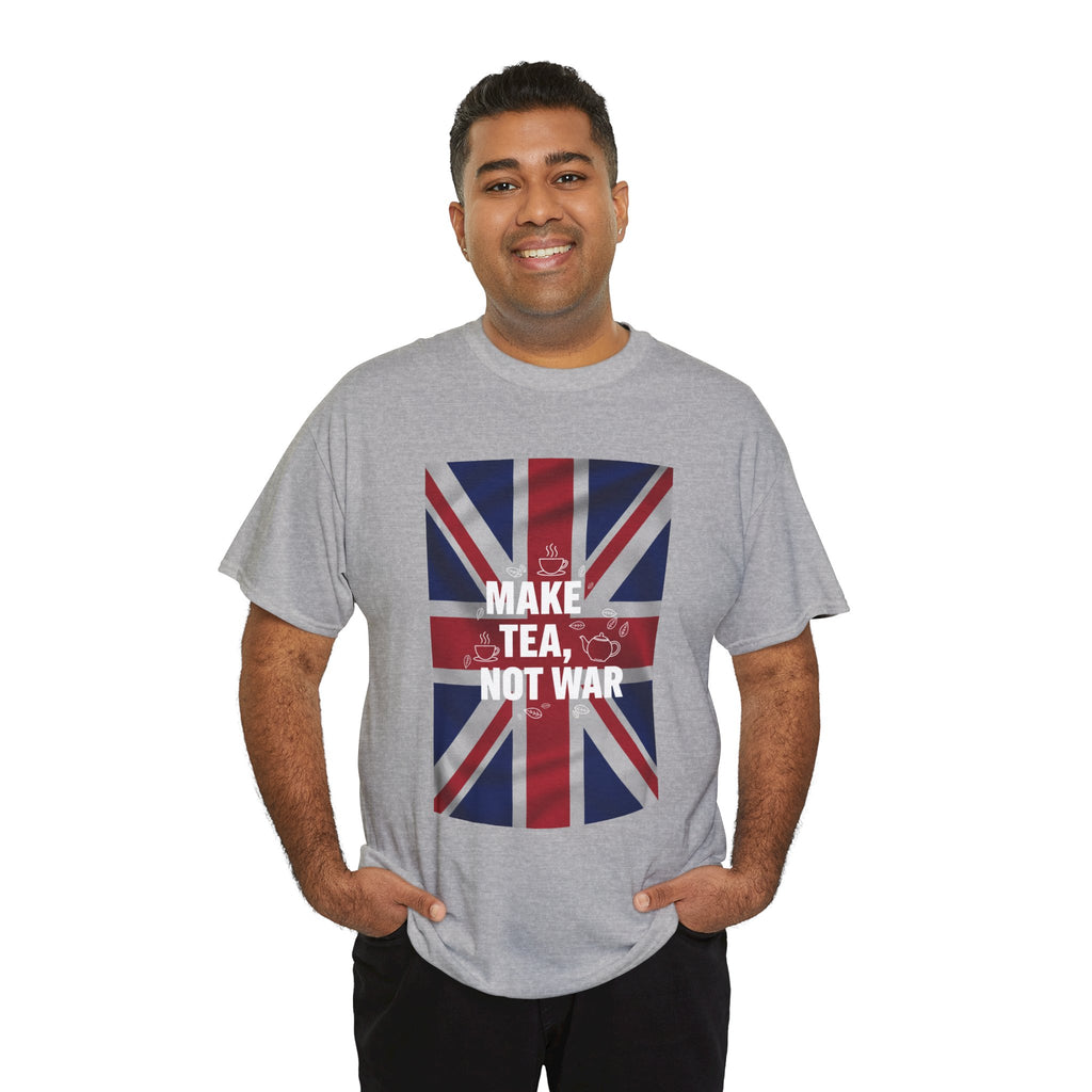 Make Tea, Not War T-Shirt — British Flag Peace Tea Tee