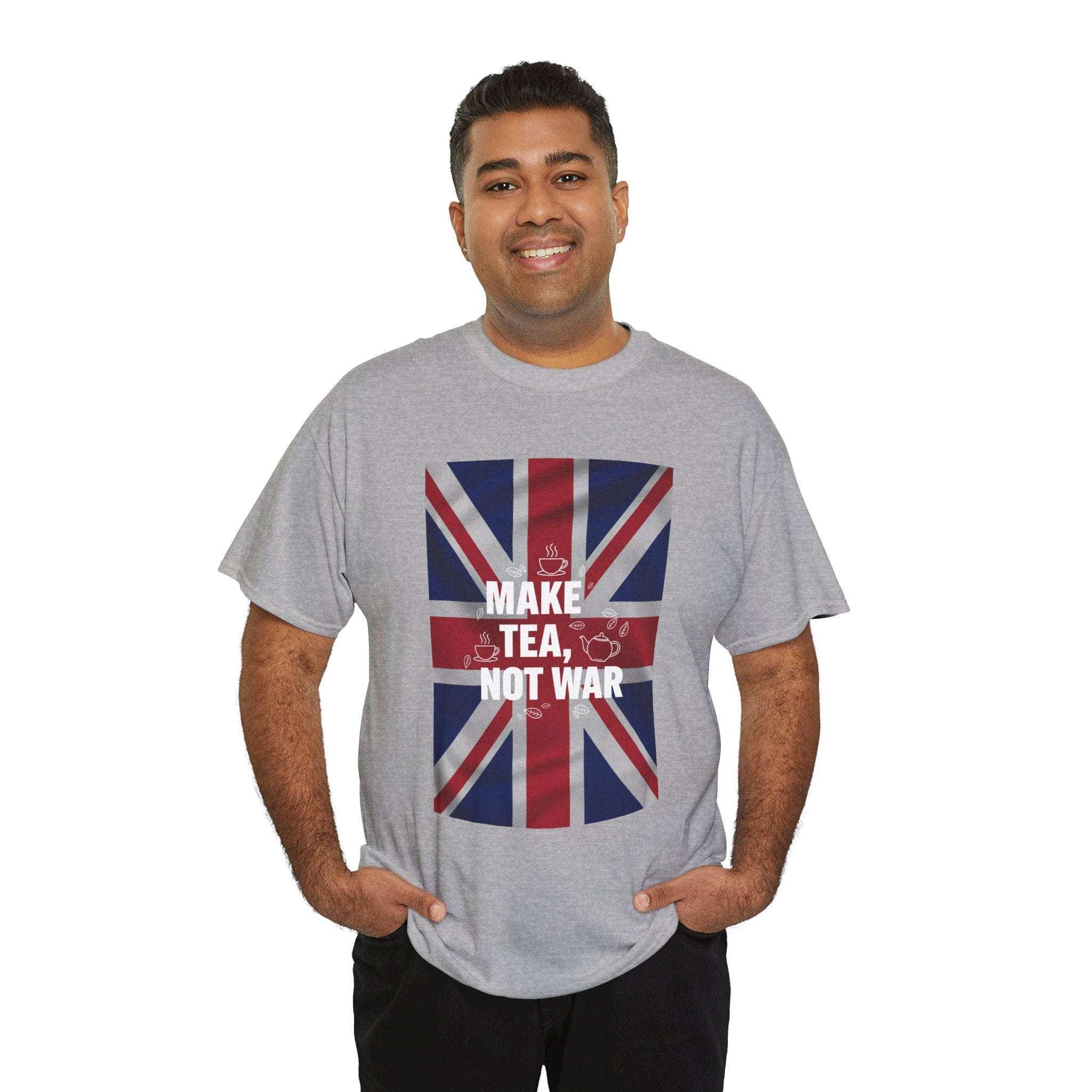Make Tea, Not War T-Shirt — British Flag Peace Tea Tee