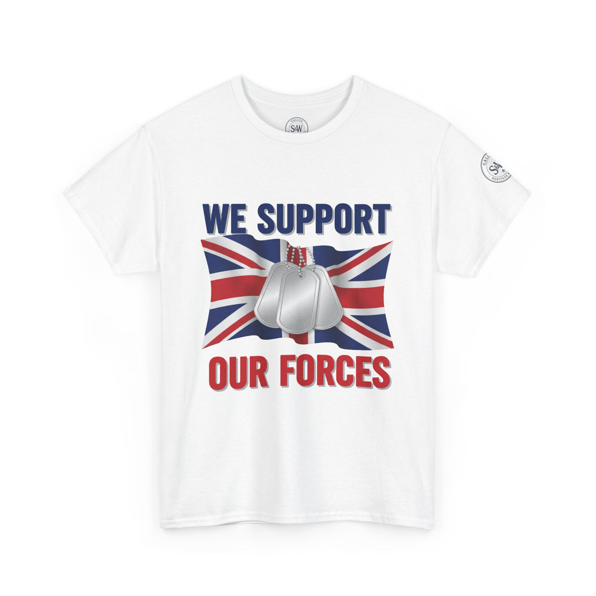 Support Our Forces T-Shirt — Union Jack & Dog Tags Military Tee — product image 14
