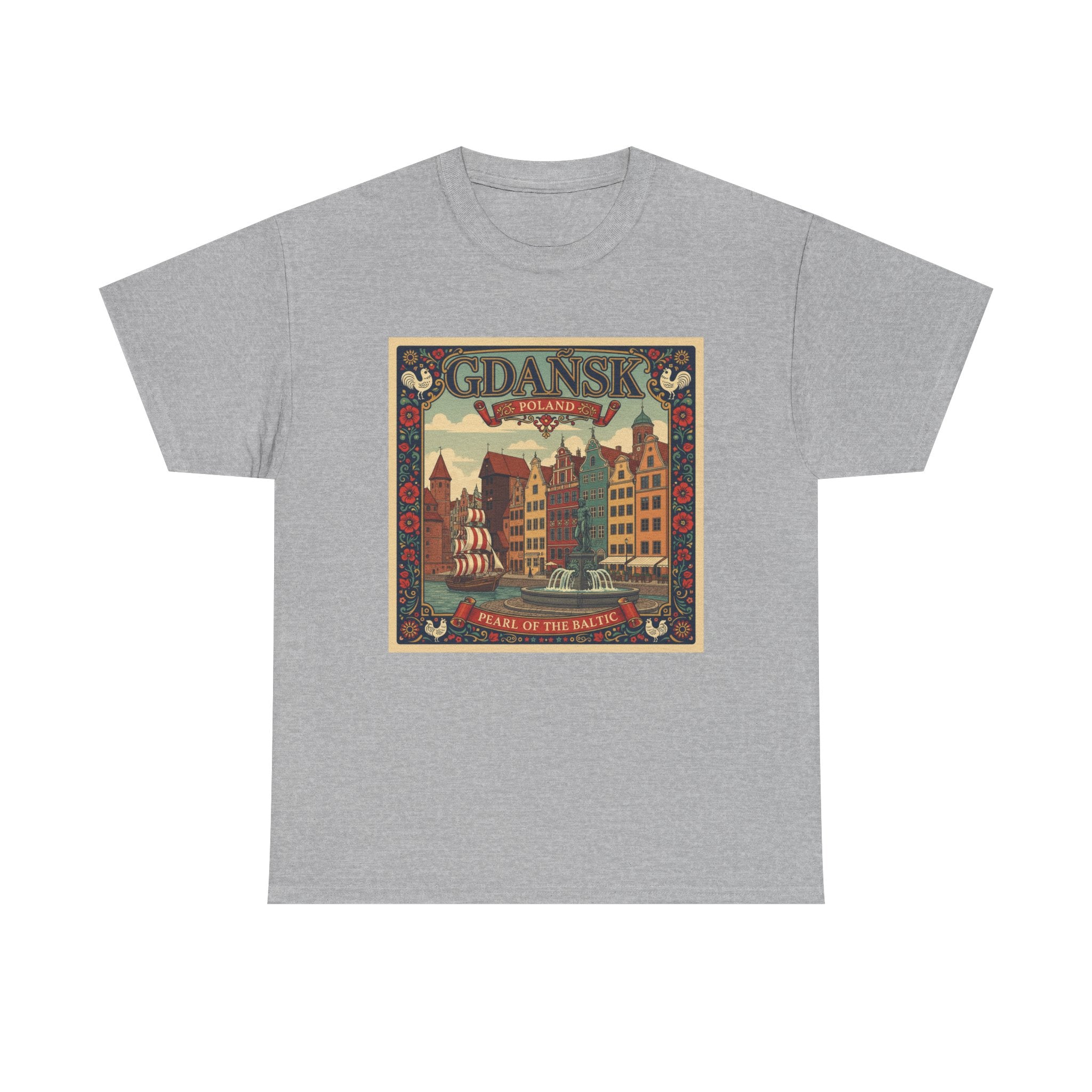 Gdańsk Vintage Travel Tee – Polish Harbor Retro Poster T‑Shirt