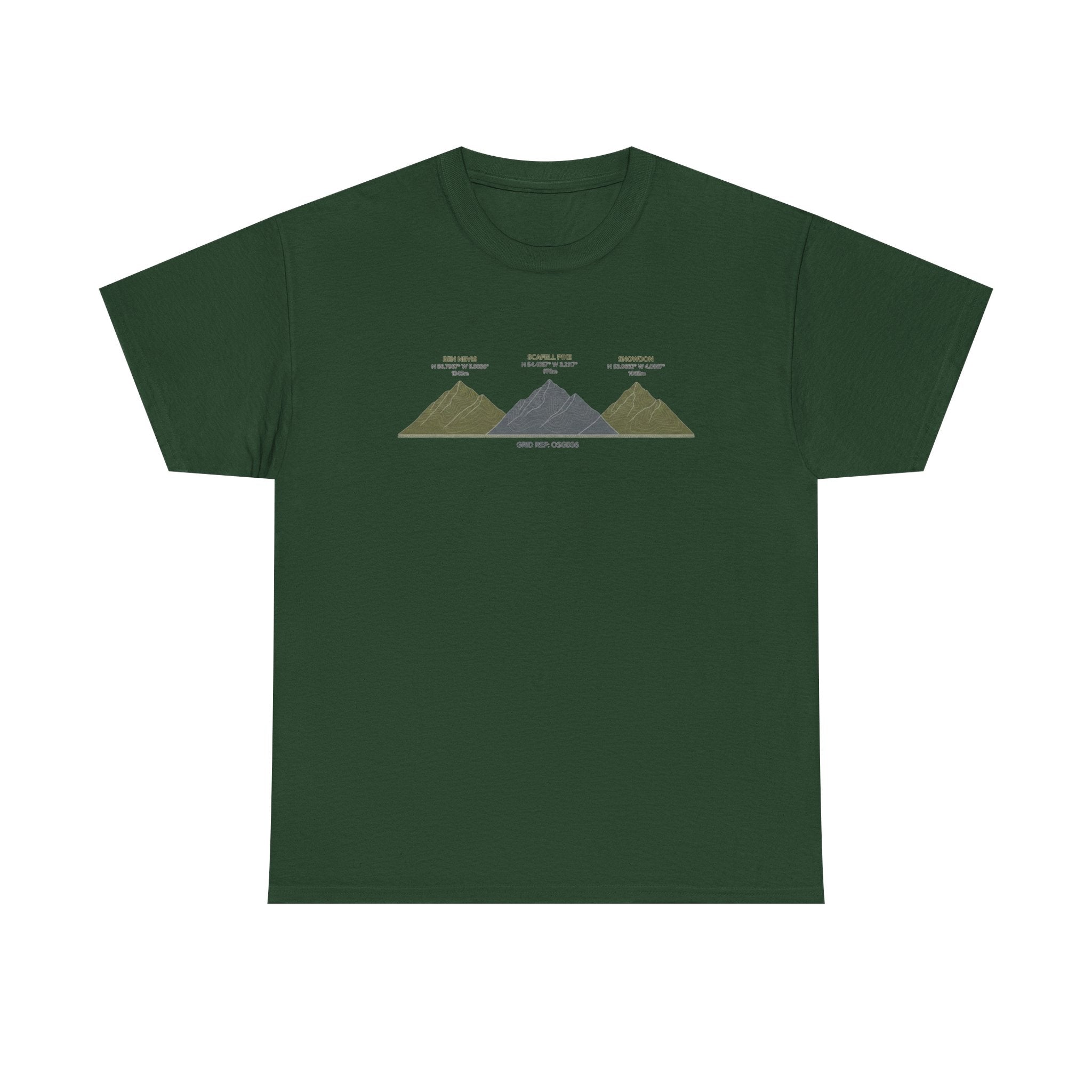 Three Peaks Challenge Graphic T-Shirt — Retro UK Mountain Hiking Tee