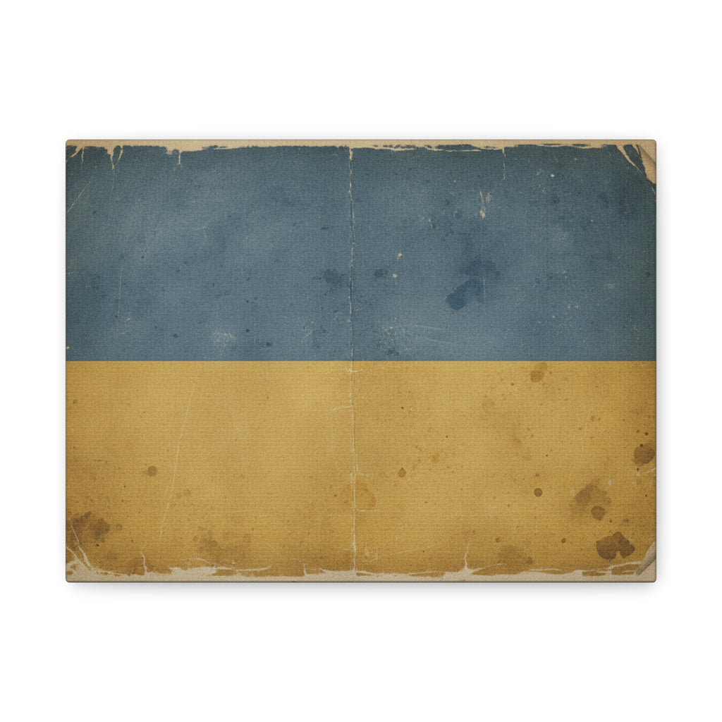 Ukrainian Flag Vintage Matte Canvas Print — Rustic Blue & Yellow Wall Art, Stretched 1.25"