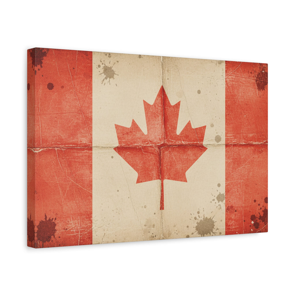 Canadian Flag Vintage Matte Canvas Print — Stretched 1.25"