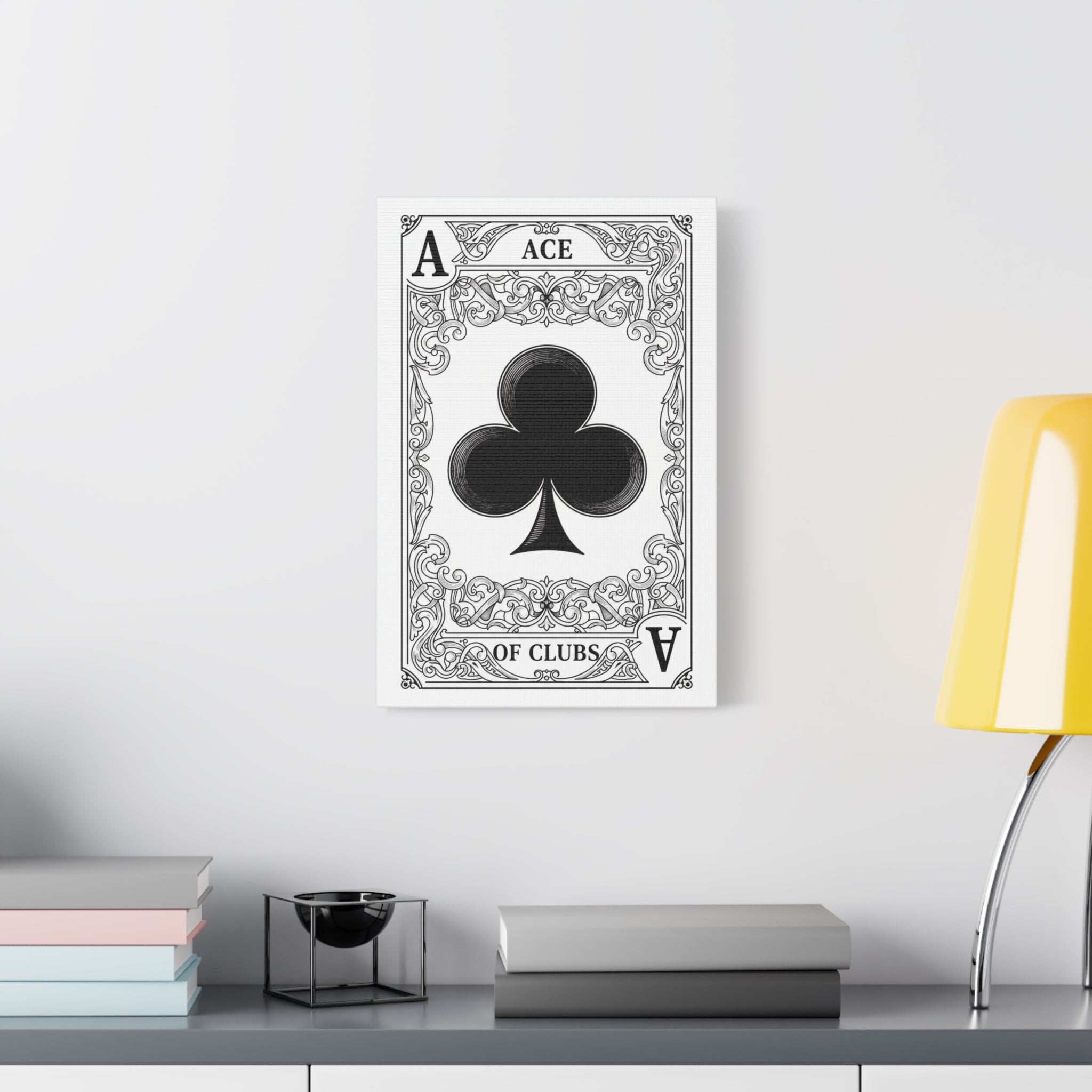 Ace of Clubs Matte Canvas Wall Art — Vintage Playing Card Print