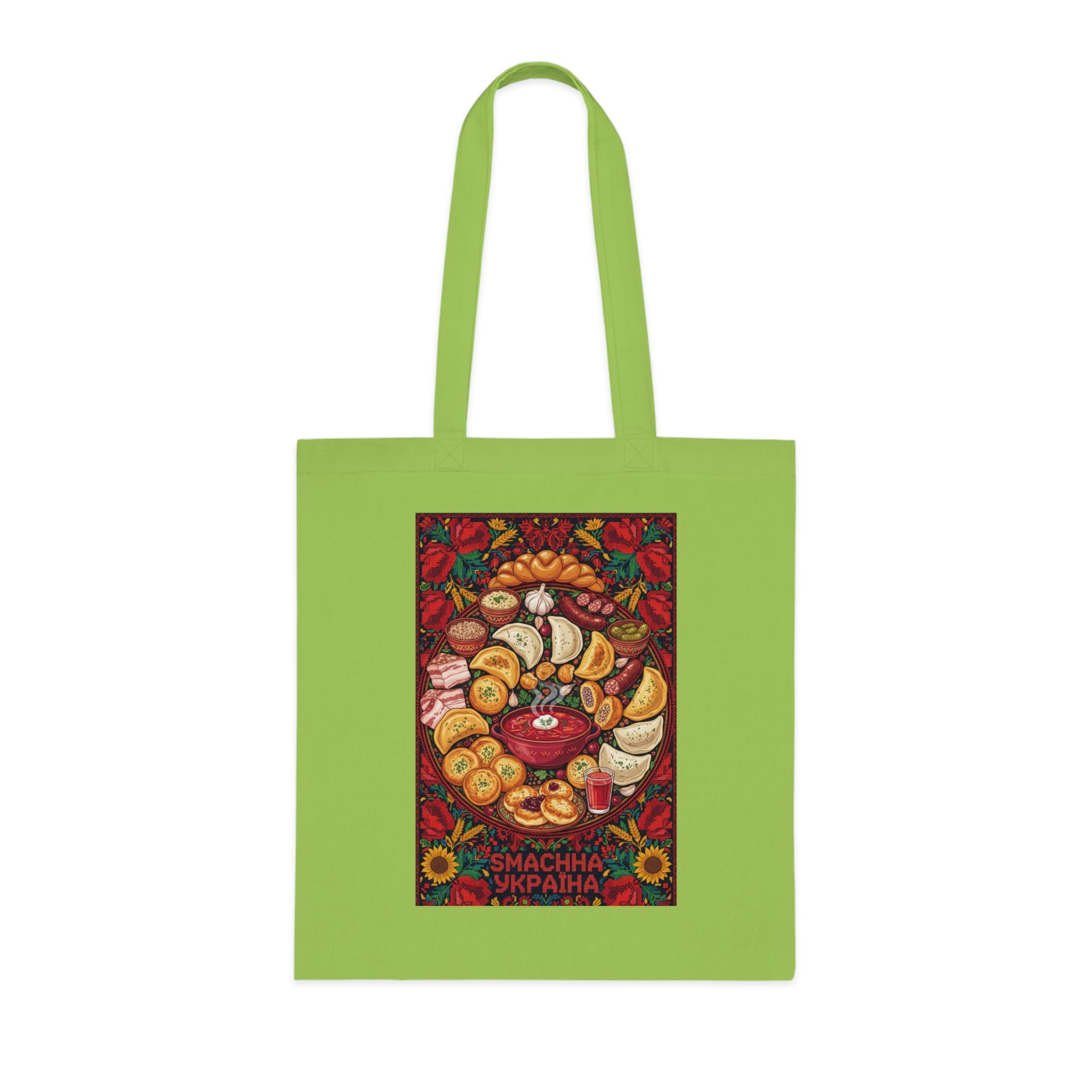 Ukrainian Harvest Cotton Tote — Traditional Pysanka & Sunflower Market Bag