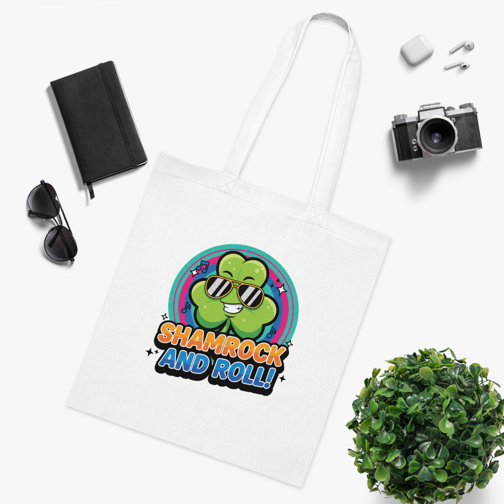 Shamrock and Roll Cotton Tote — St. Patrick’s Day Lucky Clover Tote Bag