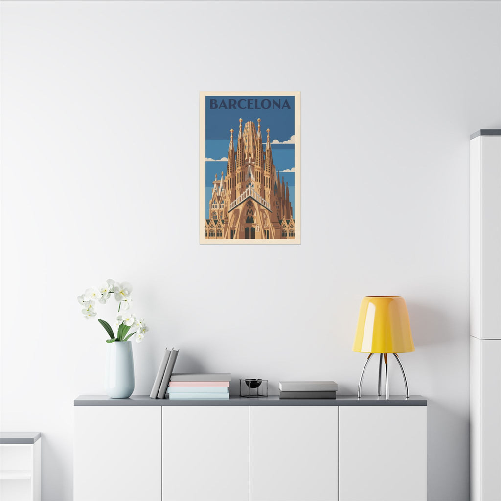 Barcelona Sagrada Familia Matte Canvas Print Stretched Travel Poster Wall Art