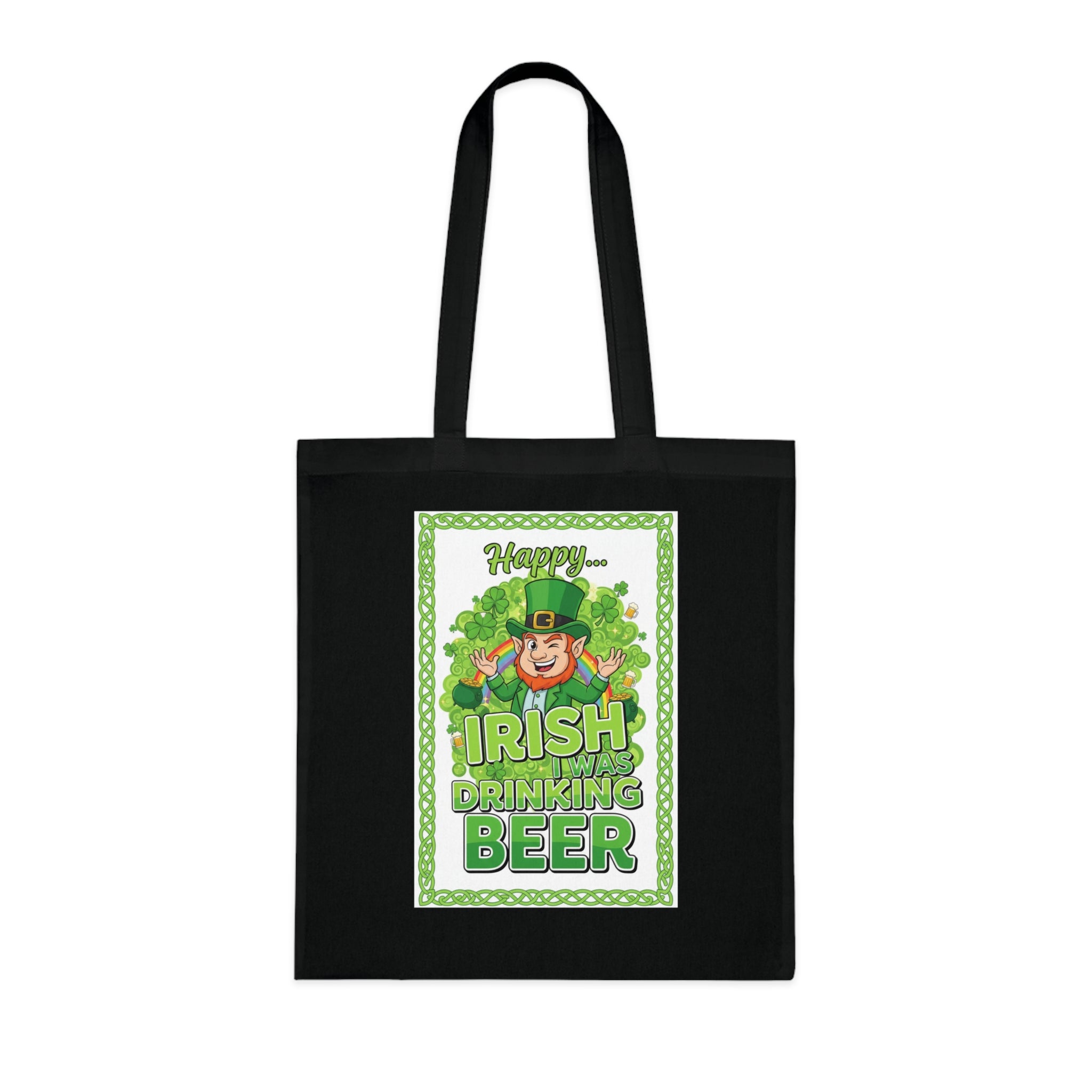St. Patrick’s Day Irish Drinking Beer Cotton Tote - Leprechaun Shamrock Grocery Bag